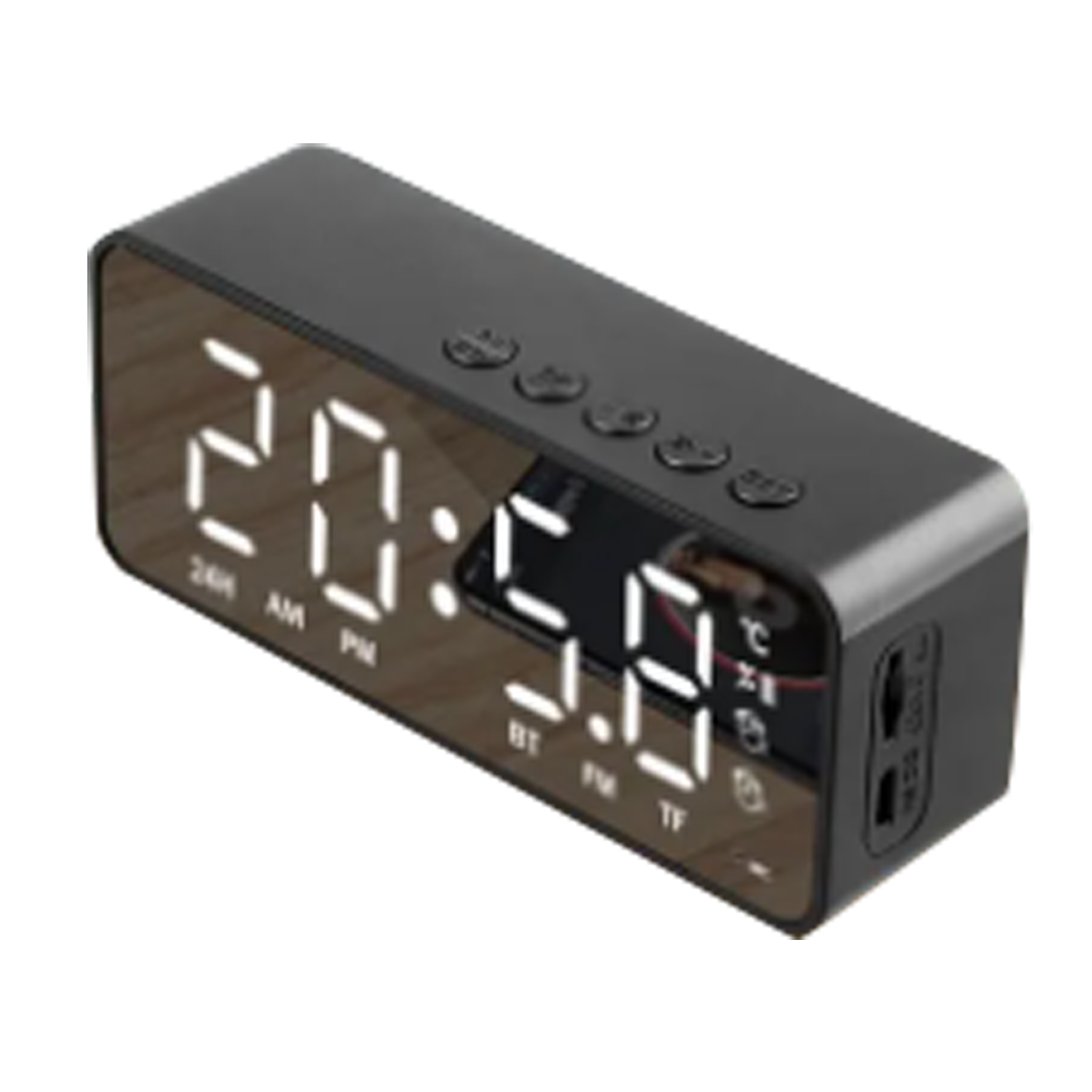 Intelligenter Wecker Mit Digitalanzeige, Multifunktionalem Bluetooth 5.0-lautsprecher Und Spiegeloberfläche Fürs Schlafzimmer