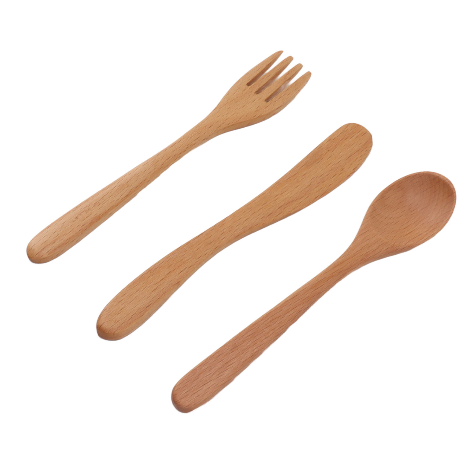 Set Aus Dickem Und Robustem Buchenholz-besteck, Löffel, Gabel, Messer, Japanischer Stil, Glatte Küchenutensilien Für Zuhause