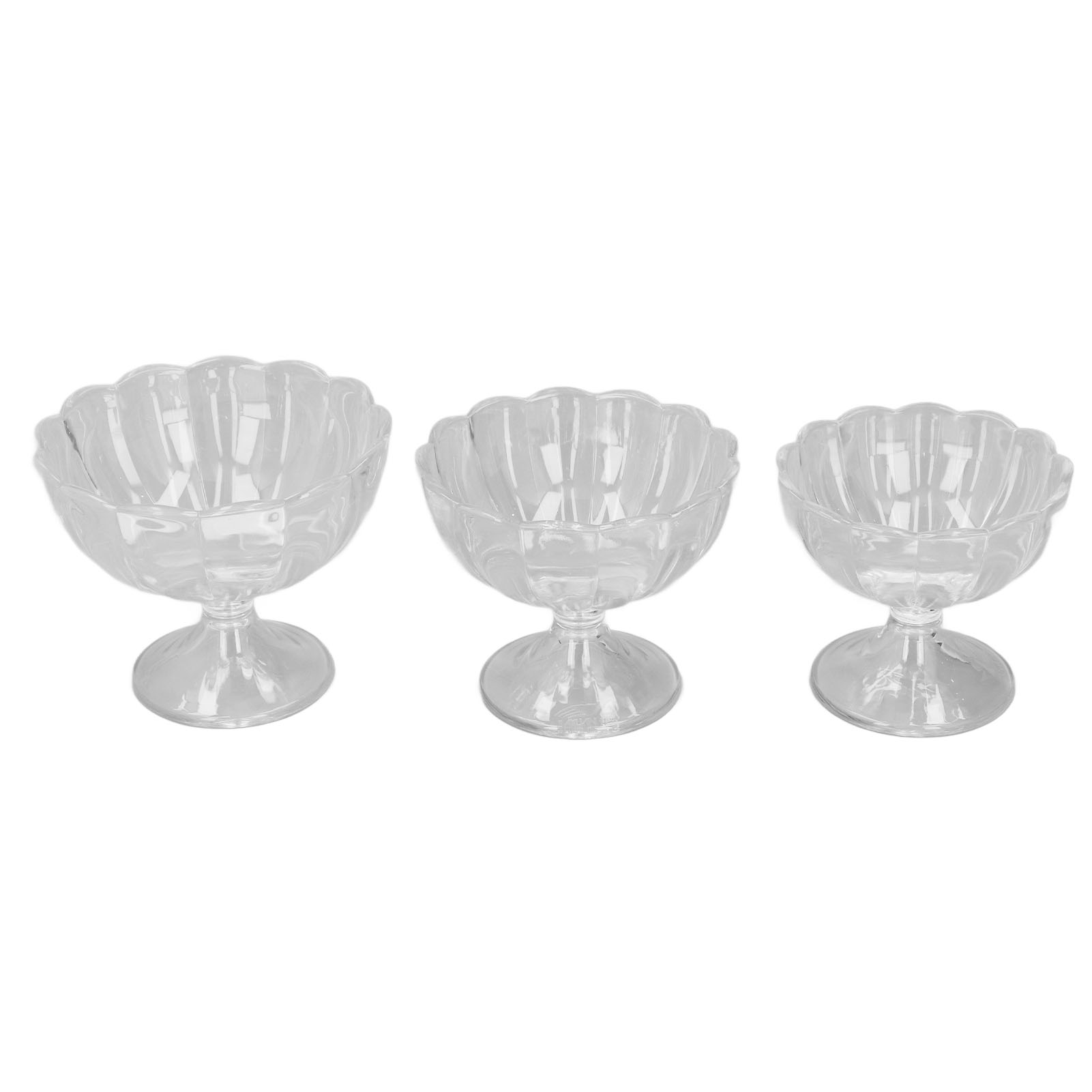 Set Mit 3 Tulpenschalen Mit Transparentem Stiel, Groß, Mittel, Klein, Ideal Für Desserts, Eisbecher, Eiscreme, Obstsalat, Snacks, Vorspeisen