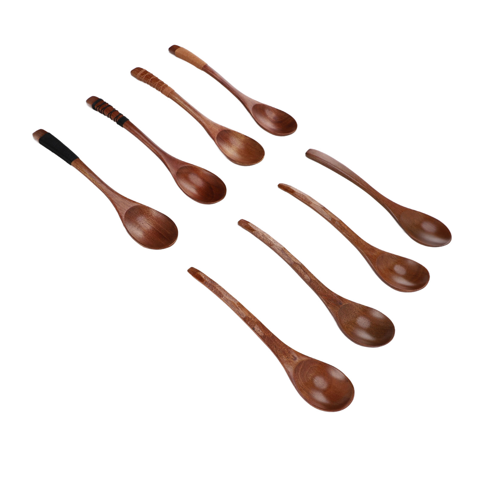Japanische Suppenlöffel Aus Holz, Set Mit 2 Küchenutensilien Zum Essen, Kochen, Mischen Und Rühren.
