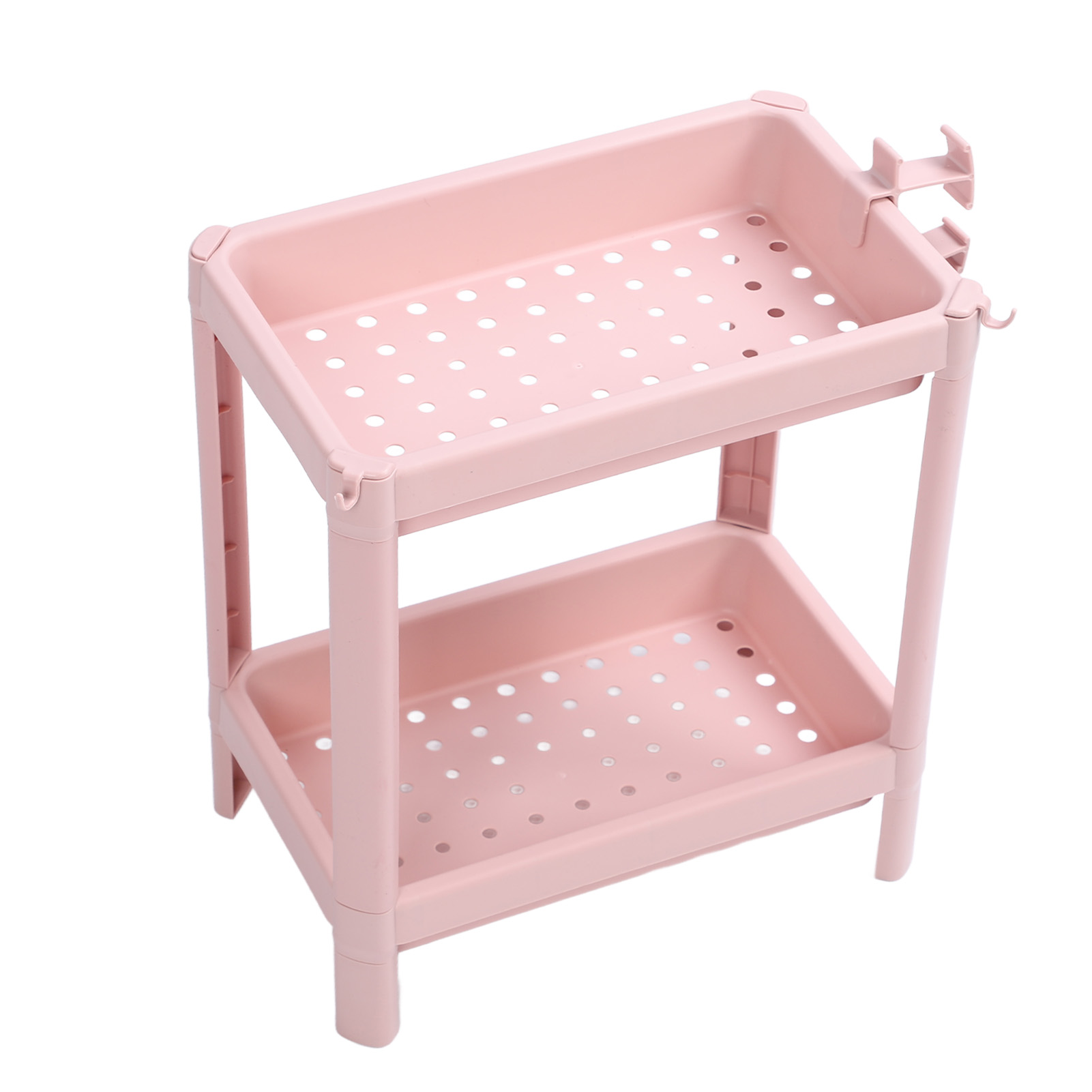 Badezimmer-bodenregal, Stabil Und Langlebig, Mehrstufige Aufbewahrungseinheit, Freistehendes Eckregal, 2 Ebenen, Rosa