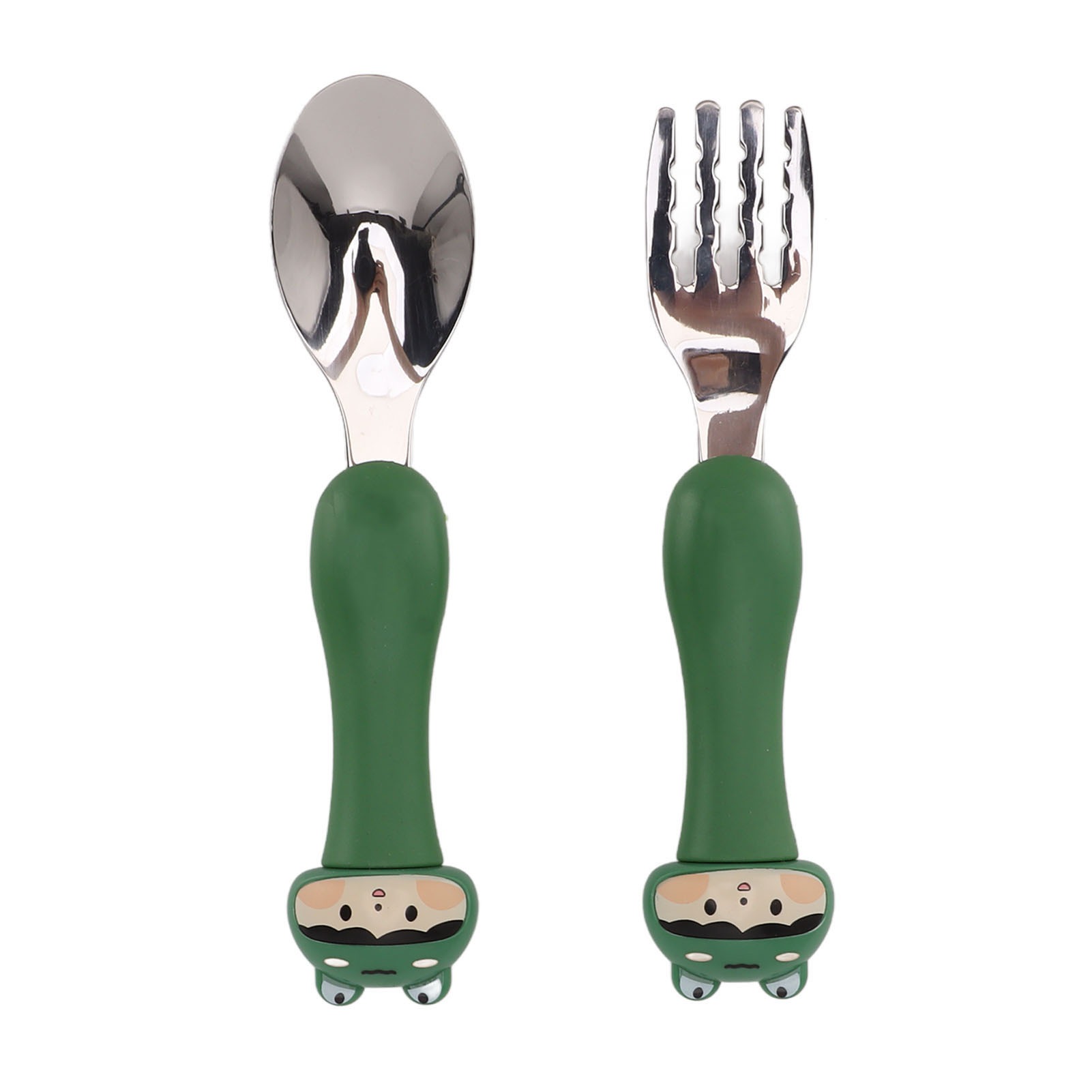 Babylöffel Mit Froschmotiv, Kindergabel, Pp-griff, Edelstahl, Lernbesteck, Niedliches Set Für Säuglinge.