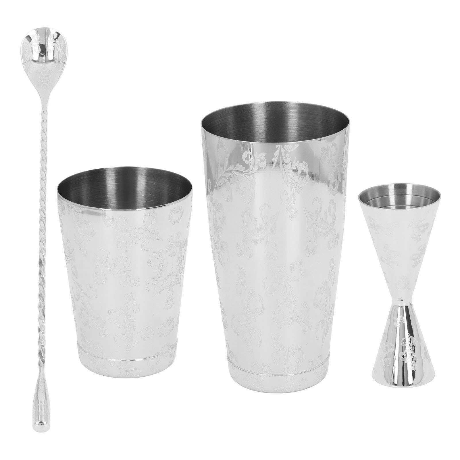 Boston Cocktailset Aus Edelstahl 304, Vintage-print, Multifunktionaler Shaker Mit Sieb, 1-teilig