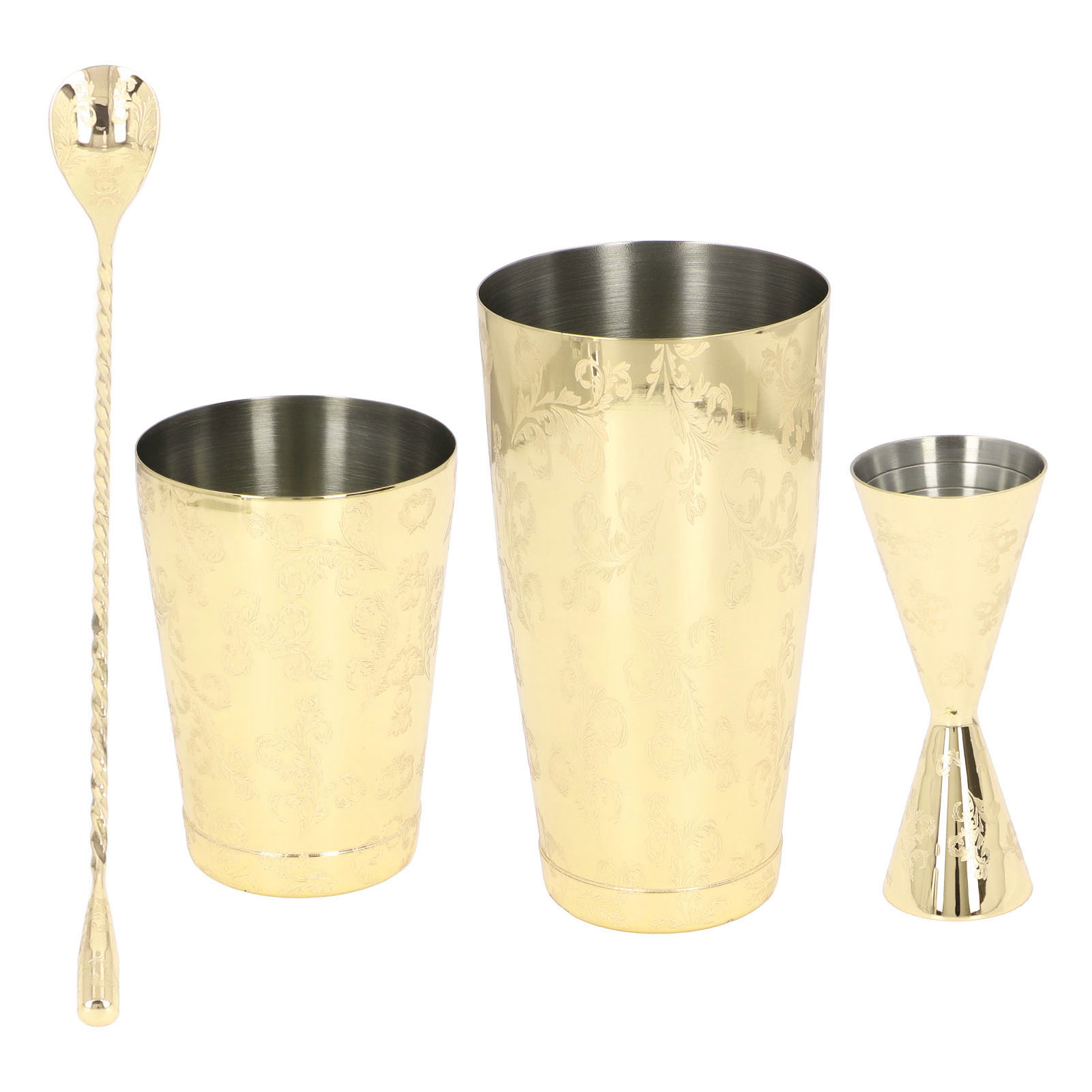 Vintage Boston Cocktailset Aus Edelstahl 304, Integriertes Sieb, Multifunktional, Retro-print, 3-teiliges Set Für Barkeeper.