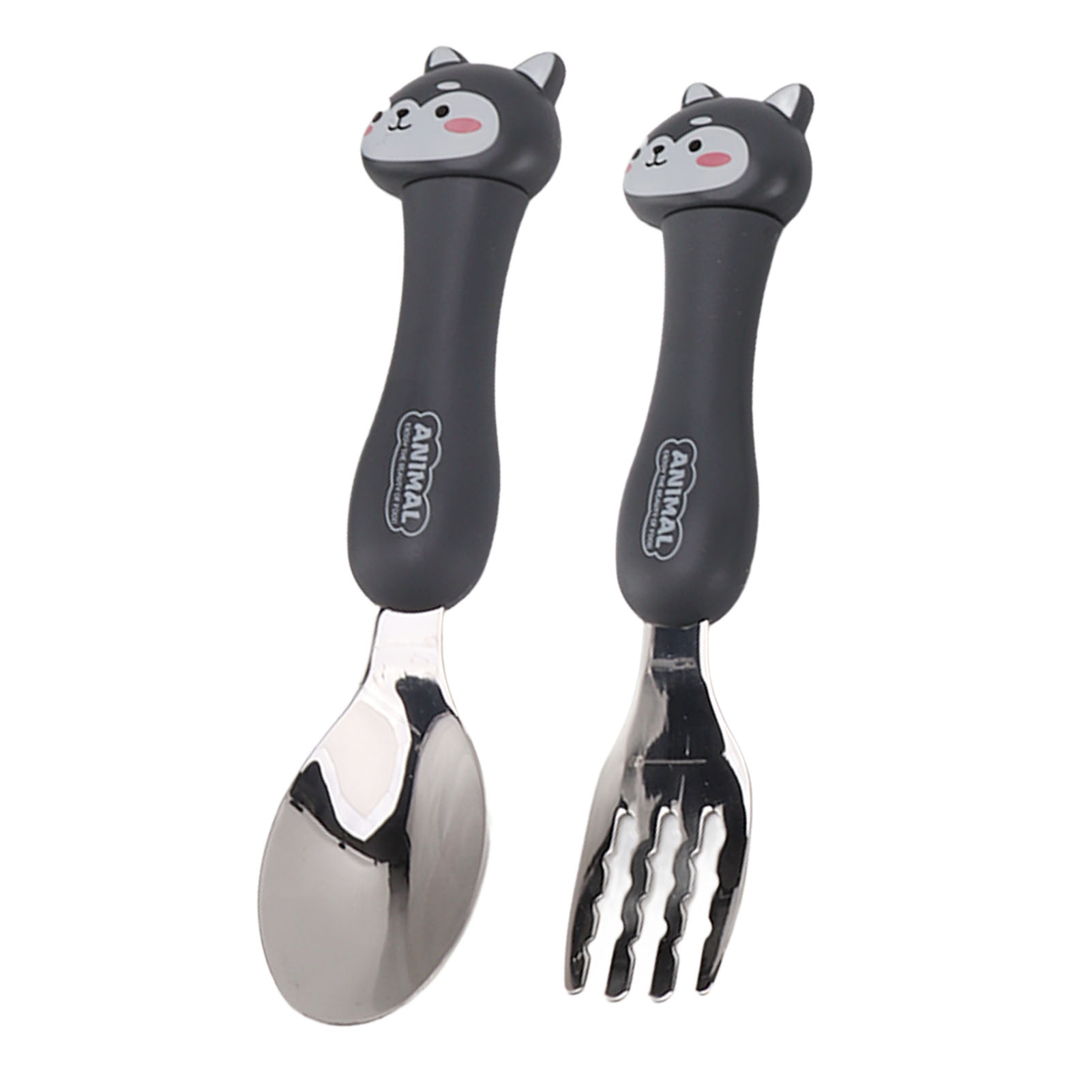 Edelstahl-löffel Und -gabel Mit Cartoon-motiven, Lernbesteck Für Babys, Tragbares Kindergeschirr Mit Welpen- Und Tiermotiven, Für Kleine Jungen Und Mädchen