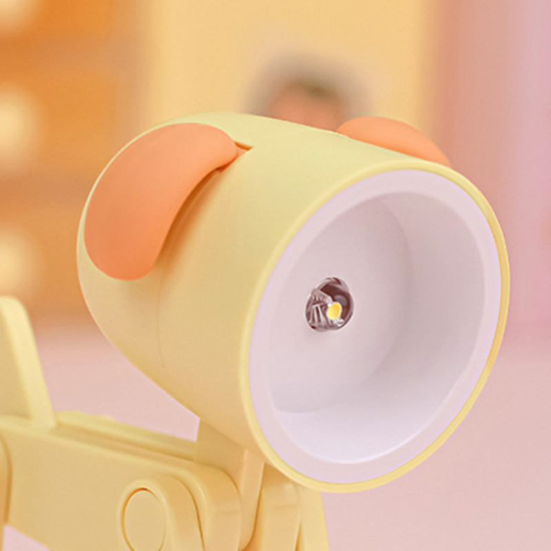 Kawaii-led-schreibtischlampe In Gelbem Hund, Niedliches Tier-nachtlicht, Dekorativer Handyhalter, Kompaktes Deko-element