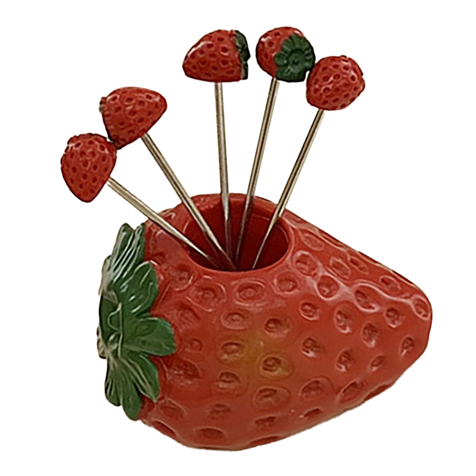 Set Mit 5 Niedlichen, Multifunktionalen Obstgabeln Aus Edelstahl, Vorspeisenspieße Mit Halter Für Erdbeeren Und Desserts