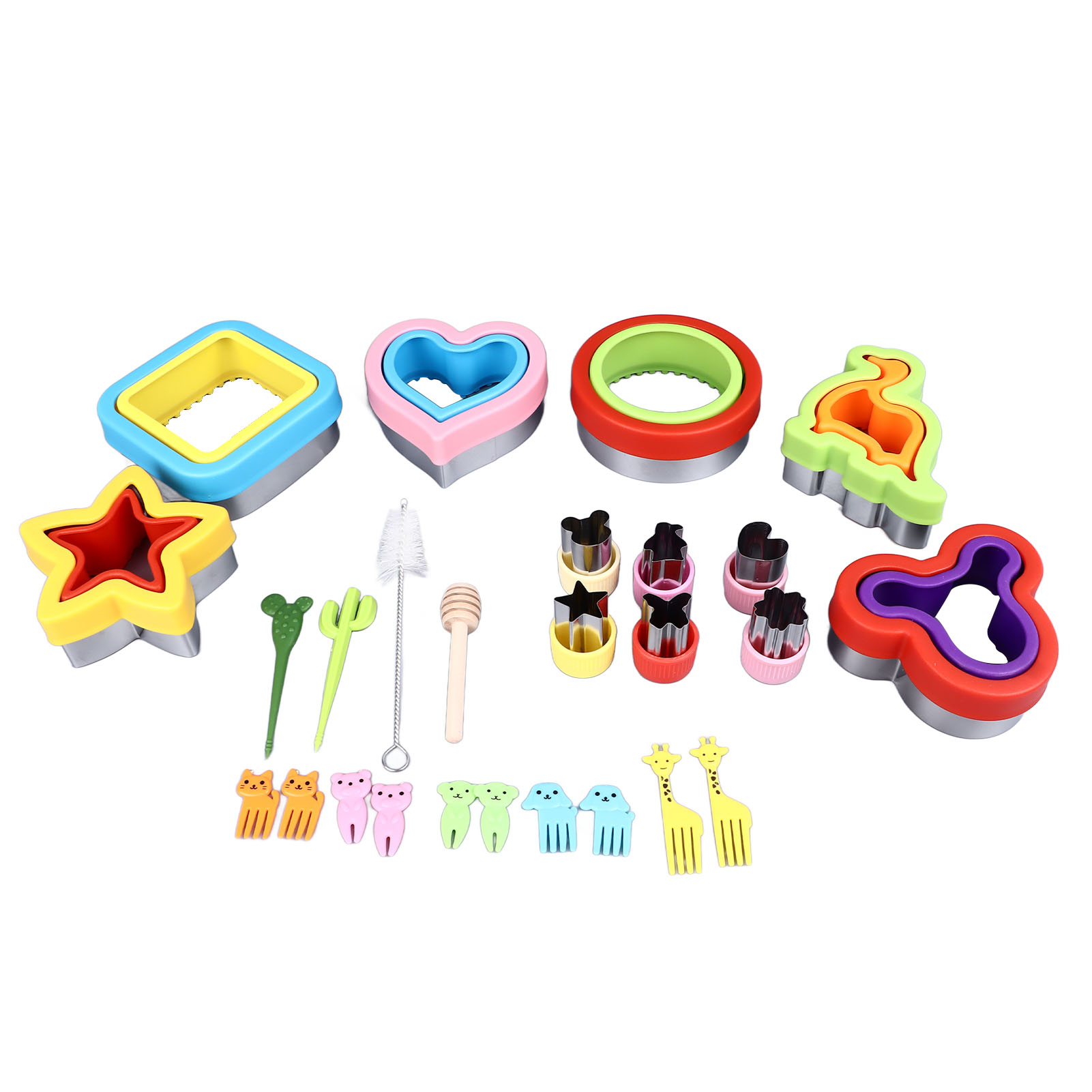 Set Mit 26 Edelstahl-sandwichausstechern Und -verschließern, Formen Für Kekse, Brot, Gemüse Und Obst, Inklusive Gabeln, Rührstab Und Pinsel Zum Selberbacken