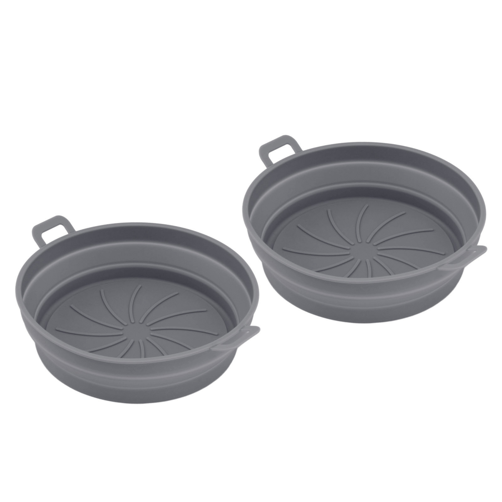 Set Mit 2 Runden Silikon-heißluftfritteuseneinsätzen Mit Griffen, 21 Cm, Grau, Küchenzubehör