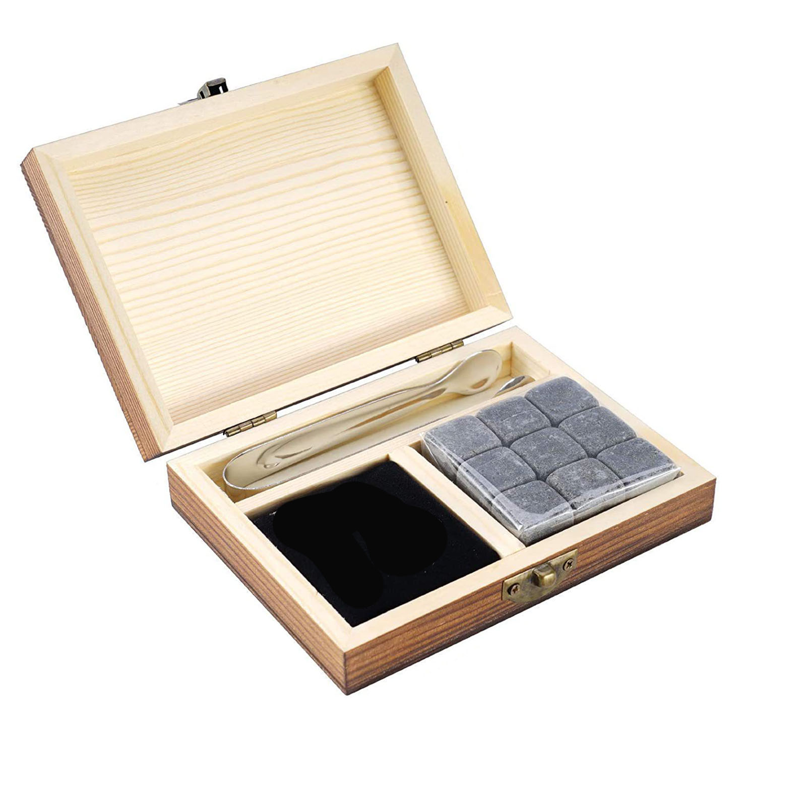 Wiederverwendbare Kühlsteine Aus Granit Für Wein, Whisky Und Andere Getränke, Inklusive Geschenkbox Aus Holz