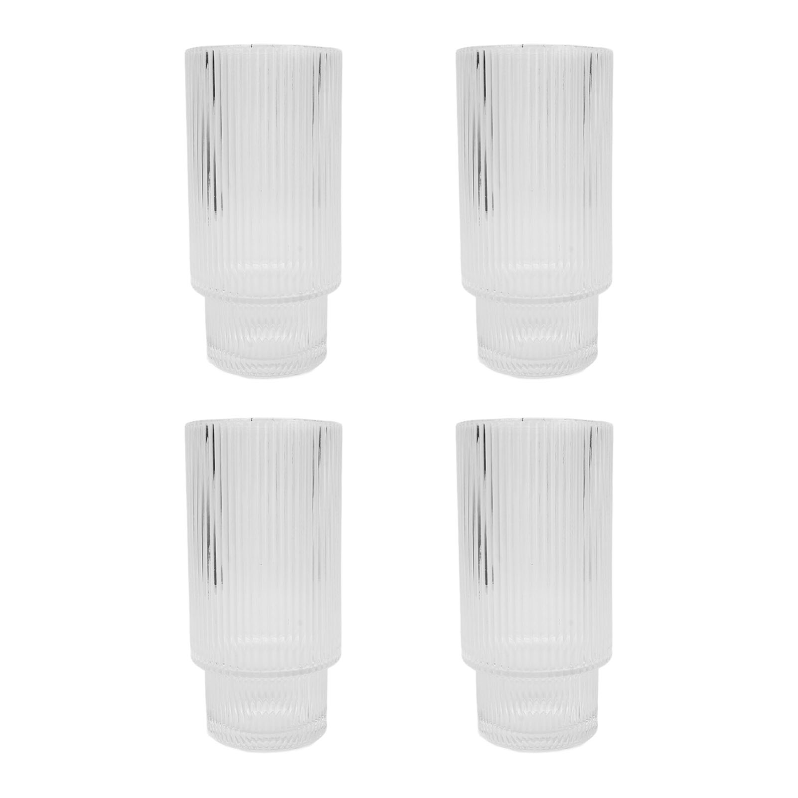 Set Aus 4 Stapelbaren, Hohen Vintage-gläsern, Elegante Kaffeegläser, Ideal Für Eiskaffee, Saft Oder Bier, 325 Ml, Vertikale Bohnenform, Retro-design