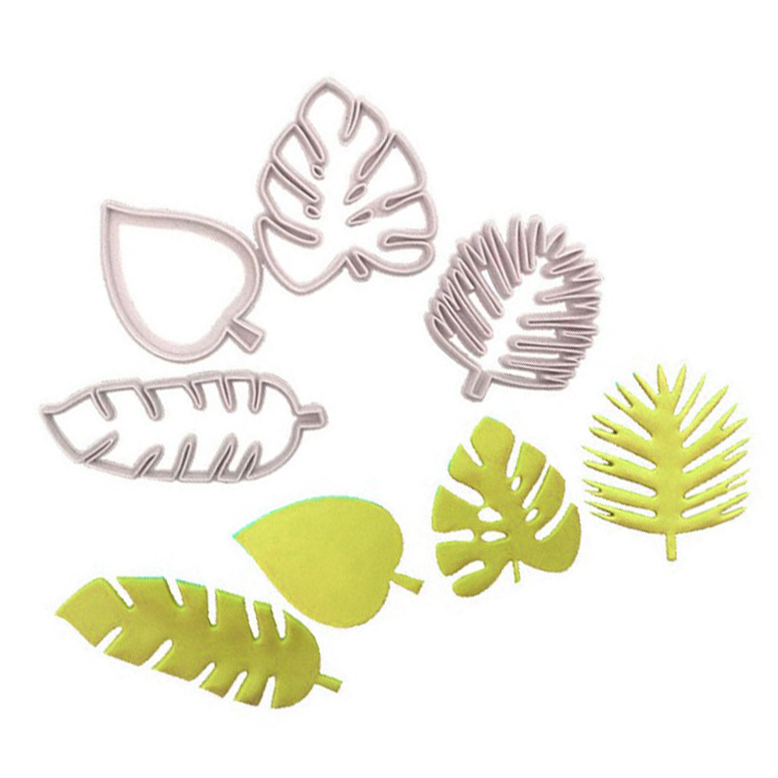 4er-set Tropische Blatt-ausstechformen, Palmenblattformen Für Die Luau-kuchendekoration