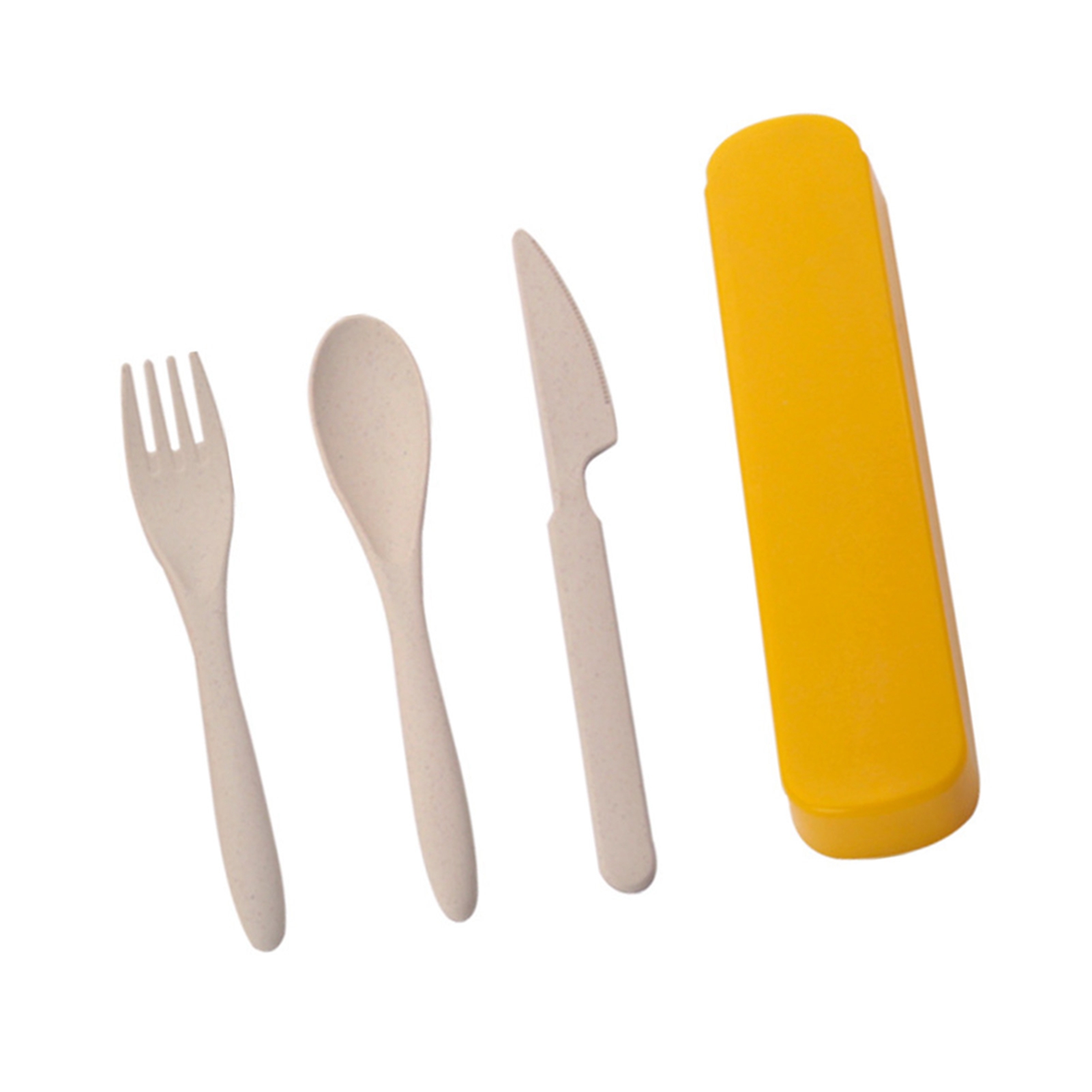 4-teiliges Besteckset Aus Weizenstroh, Tragbares Reiseset Mit Etui, Messer, Gabel, Löffel, Besteck Im Nordischen Stil, Blau, Grün, Gelb