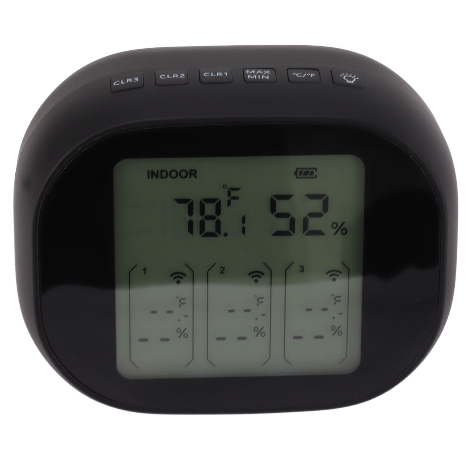 Schwarzes, Kabelloses Innen-/außenthermometer Mit Celsius/fahrenheit-umschaltung, Nachtsichtfunktion, Feuchtigkeits- Und Temperaturanzeige Für Zuhause, Büro Und Werkstatt