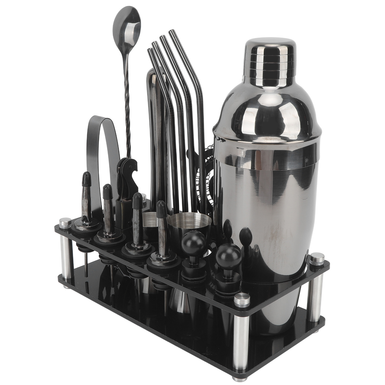 Cocktailshaker-set Aus Schwarzem Edelstahl, Komplettes Barkeeper-set Mit Barzubehör, Mixologie-werkzeuge Für Cocktails