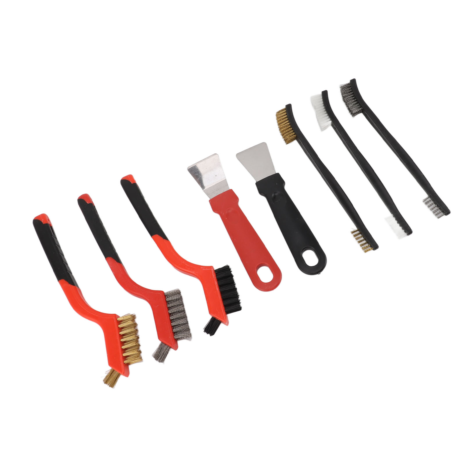 Set Aus 8 Metallreinigungsbürsten Aus Messing, Edelstahl, Nylon Und Stahl, Inklusive Schaber, Zum Entfernen Von Rost Und Farbe.