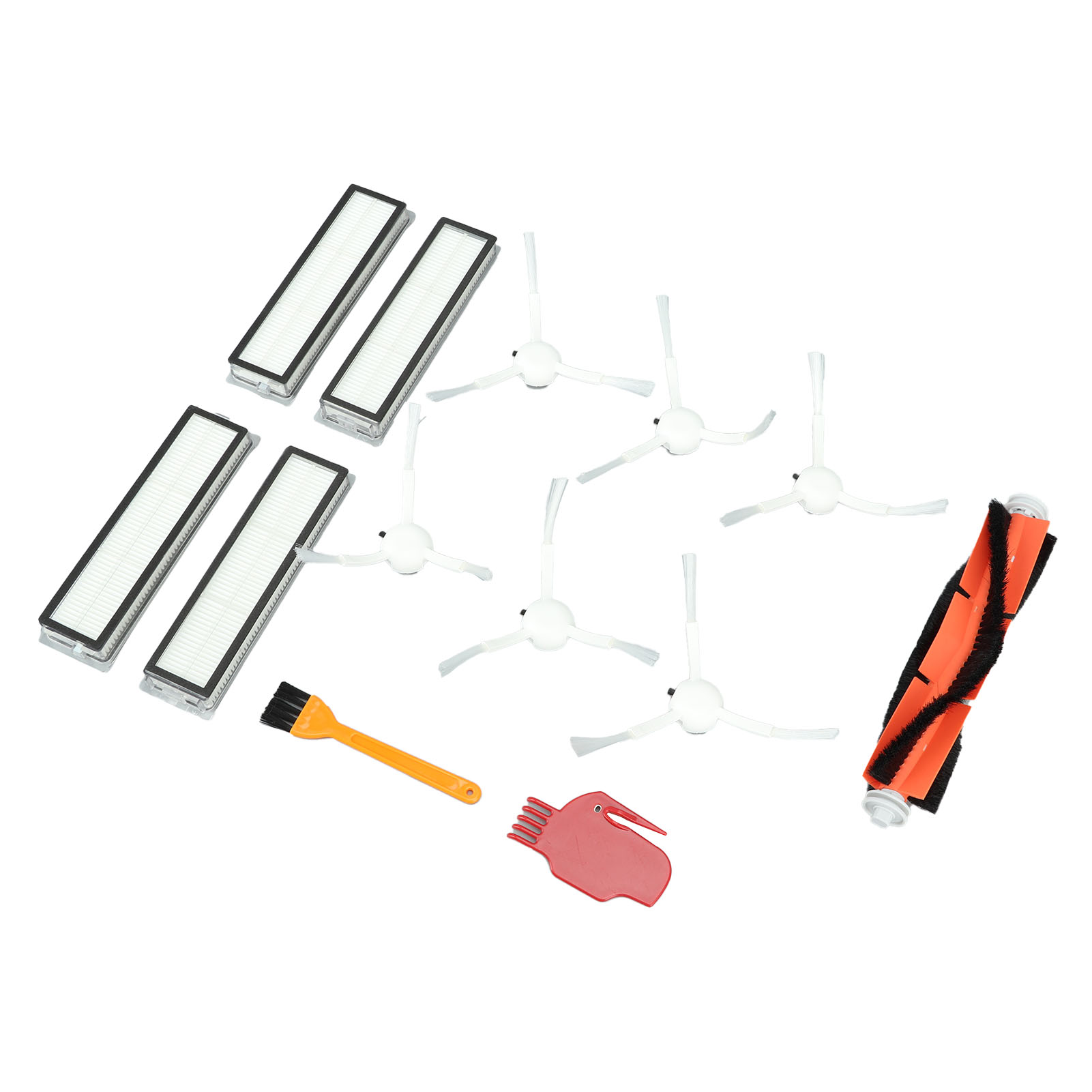 Zubehörset Für Den Dreame D9 L10 Pro Staubsauger: 1 Hauptbürste, 6 Seitenbürsten, 4 Filter, 4 Wischpads, 1 Gelbe Bürste, 1 Roter Kamm