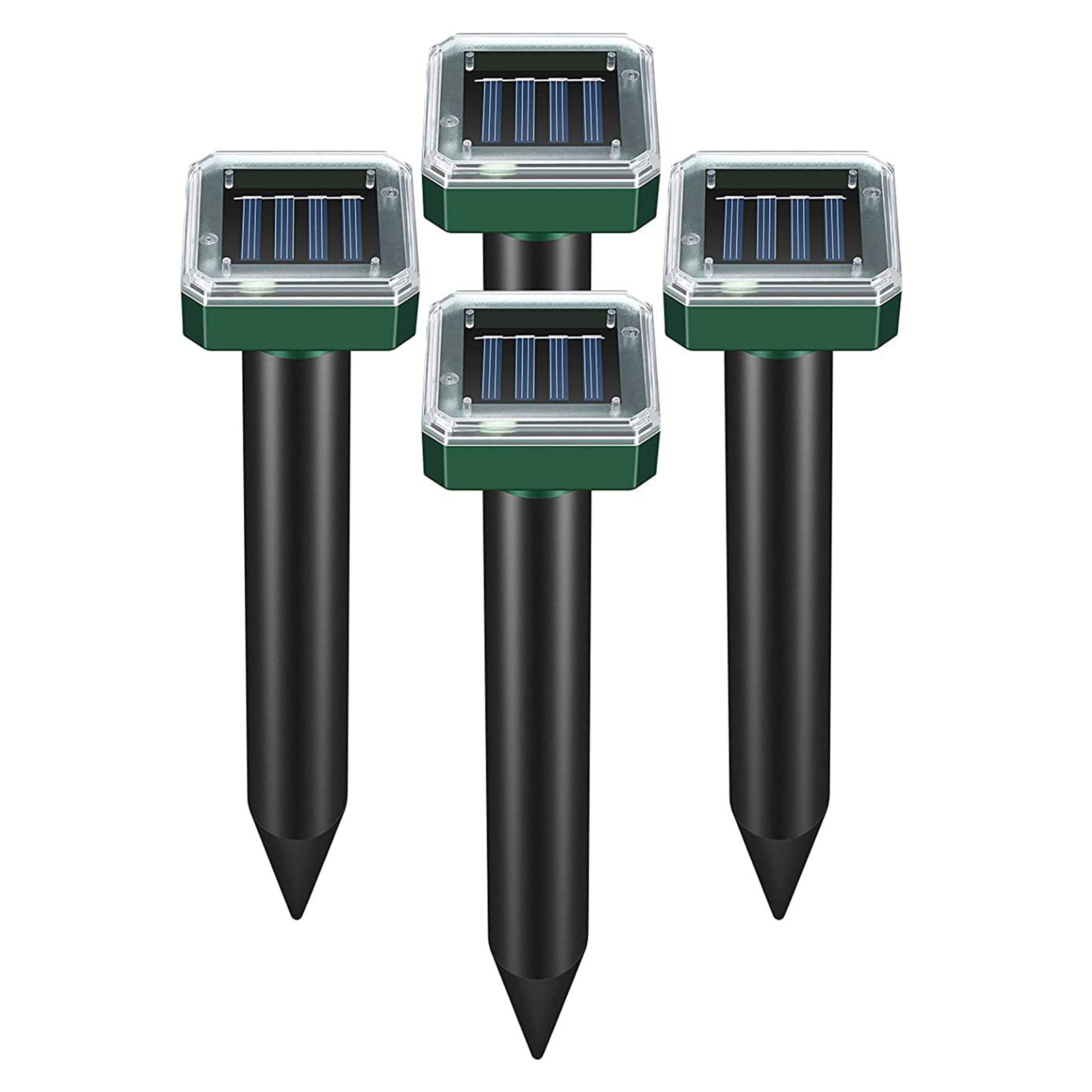 Set Mit 4 Leistungsstarken, Wasserdichten, Quadratischen Solar-maulwurfspießen Aus Abs Für Garten Und Rasen