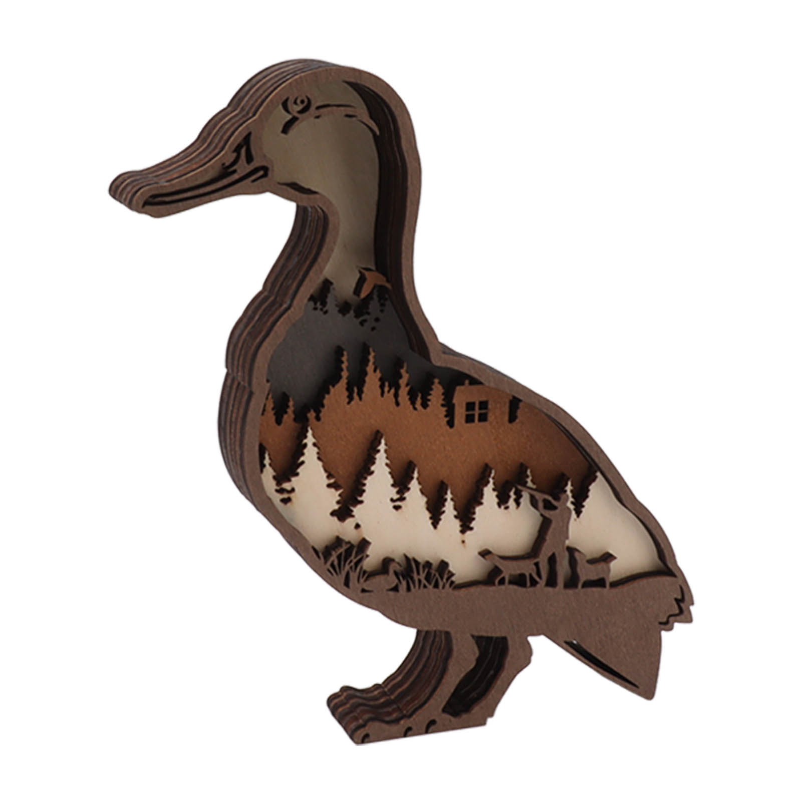 Dreidimensionale Holzlampe, Handgefertigte Holzdekoration, Led-tierfigur Für Zuhause, Leuchtende Deko-ente, Stimmungsvolle Wandskulptur