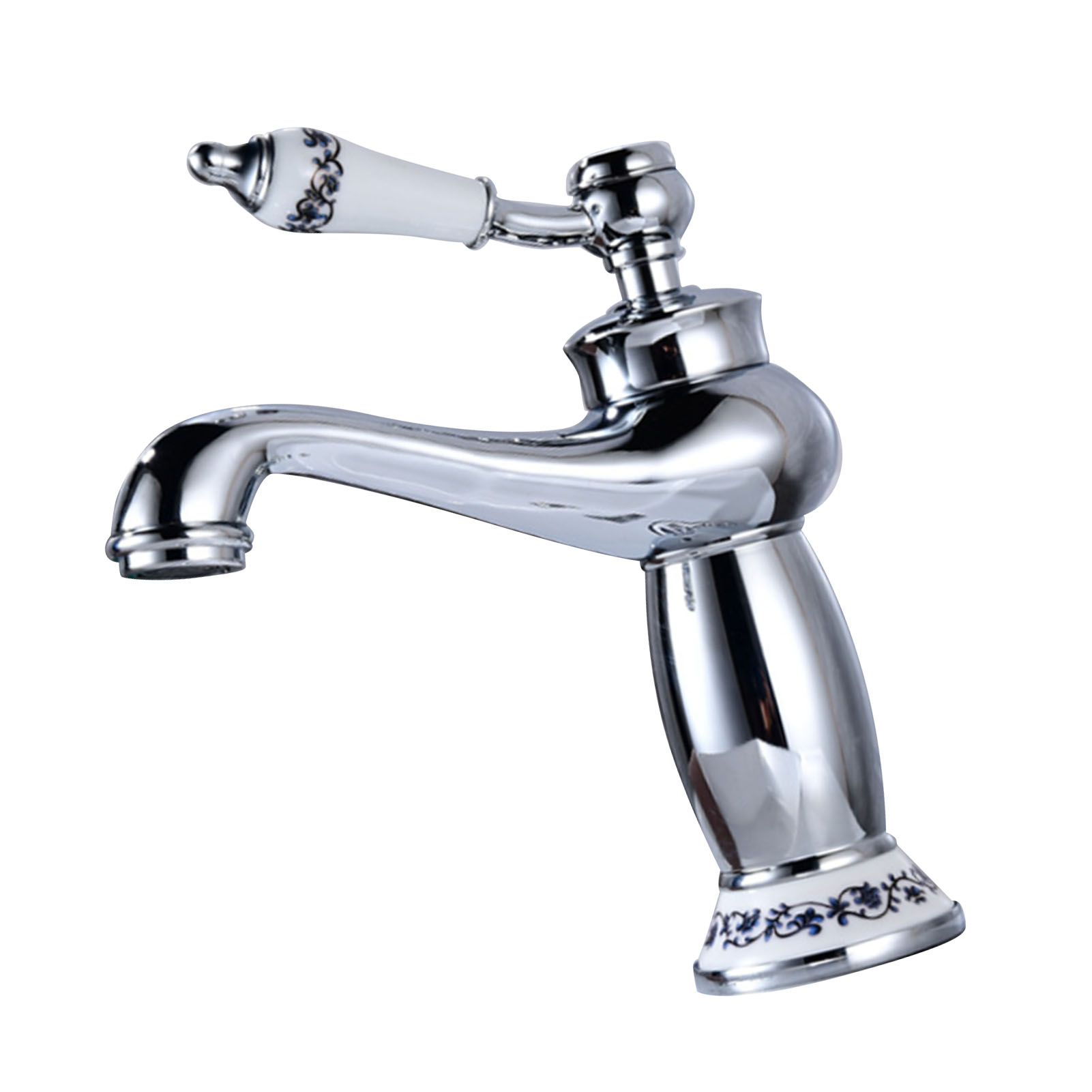 Keramik-waschtischarmatur, Langer Auslauf, Antikmessing-armatur, Einhebelmischer, Blau-weißes Porzellan, Hoher Auslauf, Robuste Armatur Für Badezimmerwaschbecken, Zuhause
