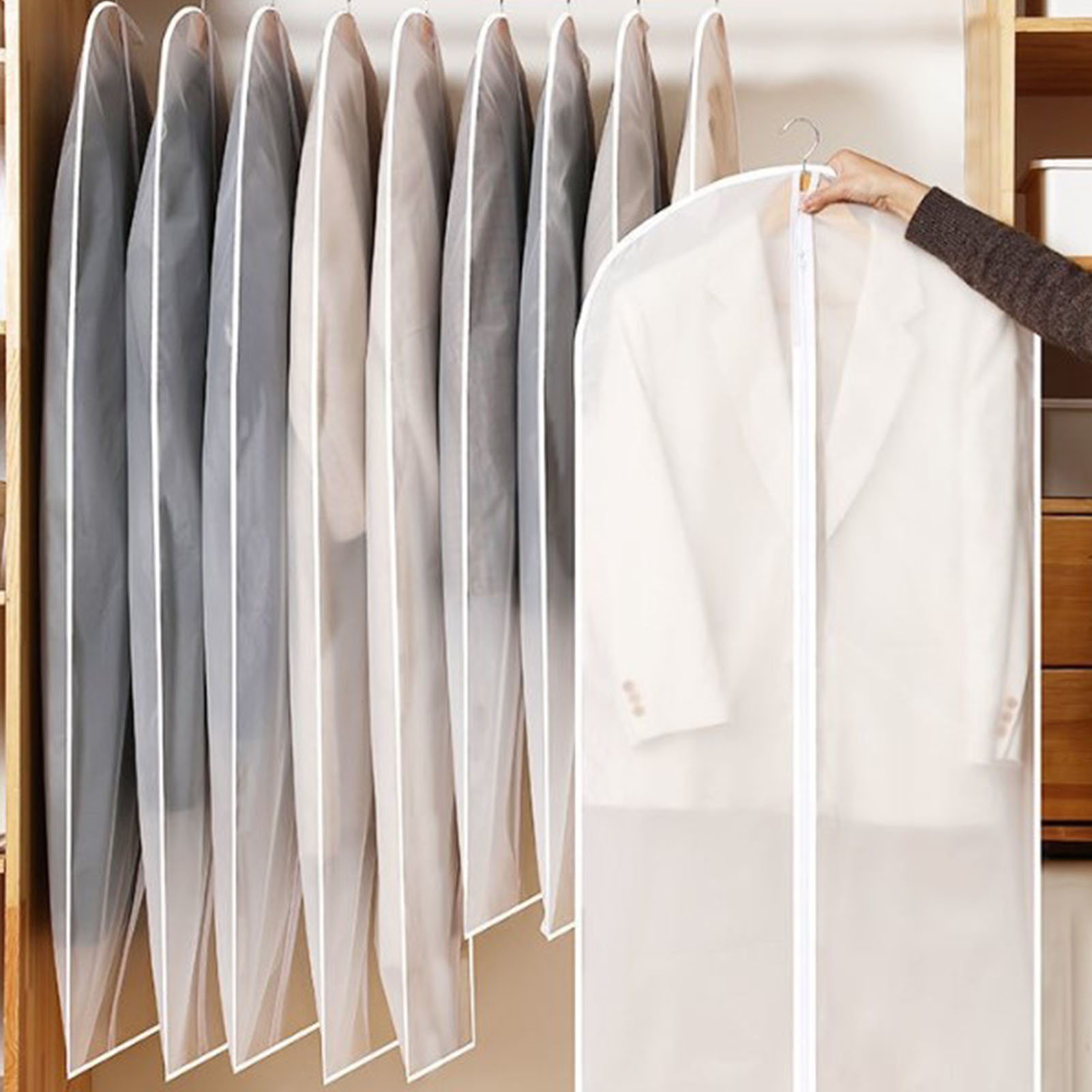 10 Große, Leichte, Staubdichte, Transparente Schutzhüllen Aus Kunststoff Für Pullover, Anzüge, Jacken Und Daunenjacken