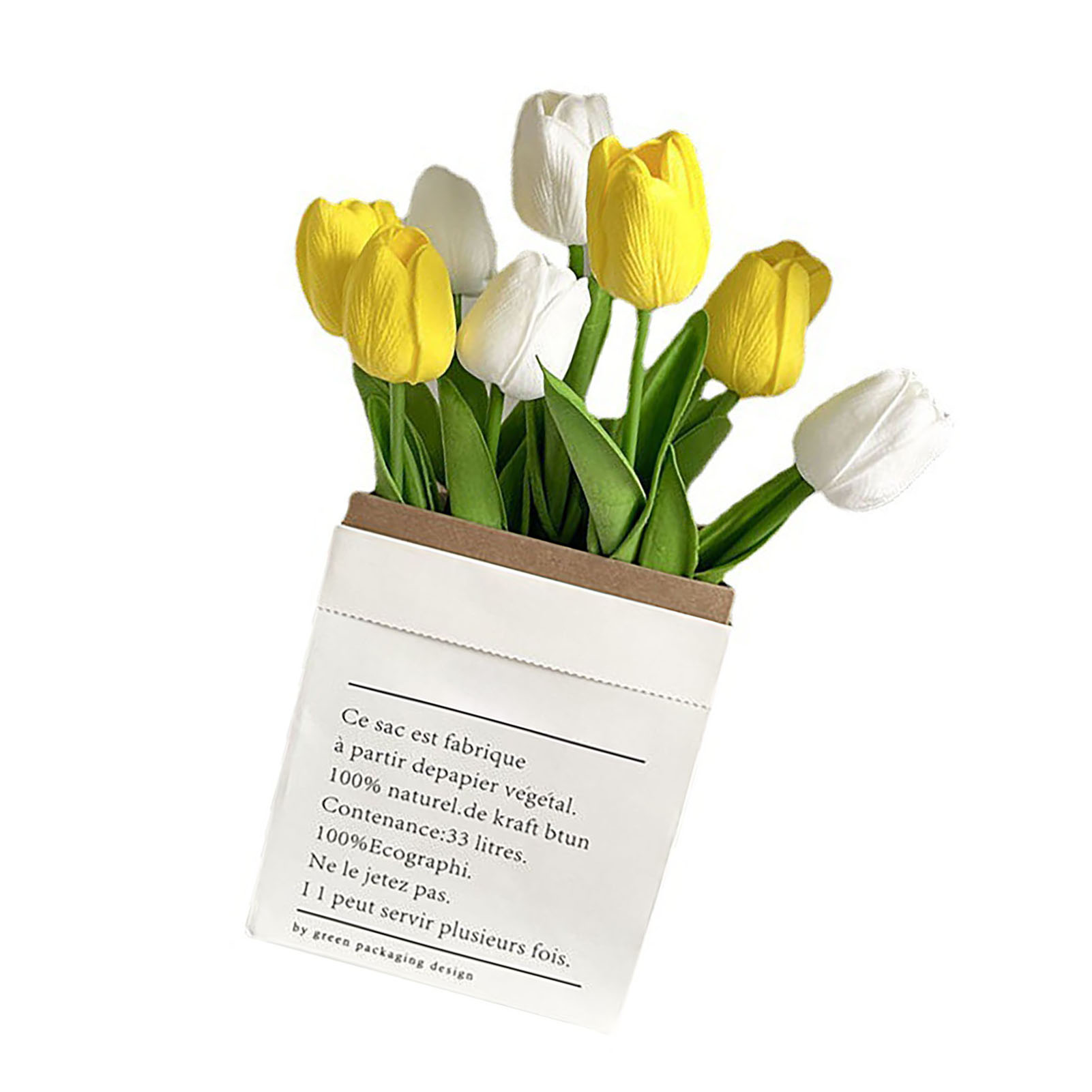 Künstliche Tulpe, Feine Details, Leuchtende Farben, Farbecht, Kunststoffpflanze Für Büro, Wohnzimmer, Fotografie, Weiß Und Gelb