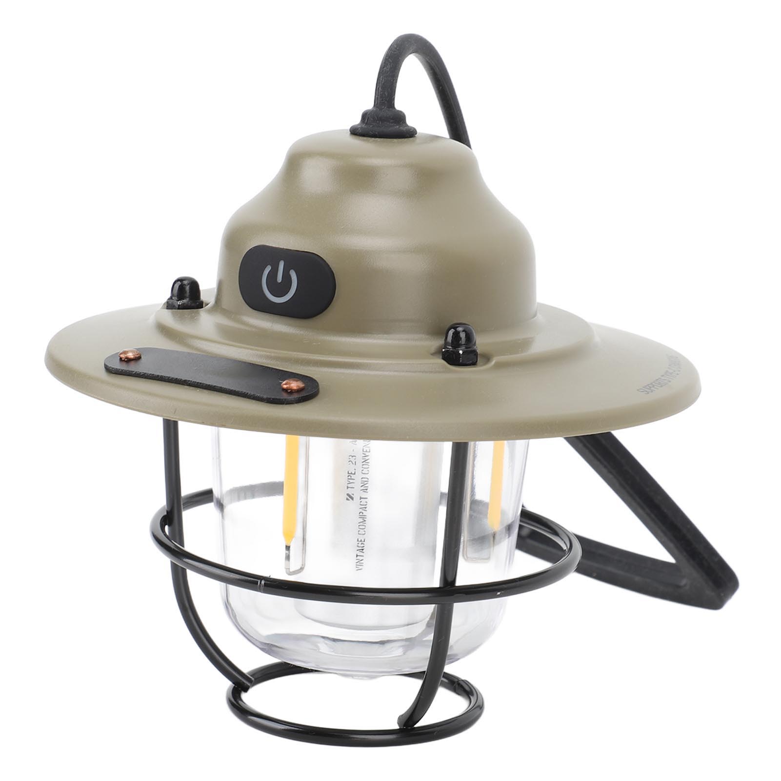 Wasserdichte Led-campinglampe, 1200 Mah, 2 W, Einstellbar (nicht Dimmbar), Wiederaufladbar, Retro-stil, Ideal Zum Wandern Und Angeln, Grün