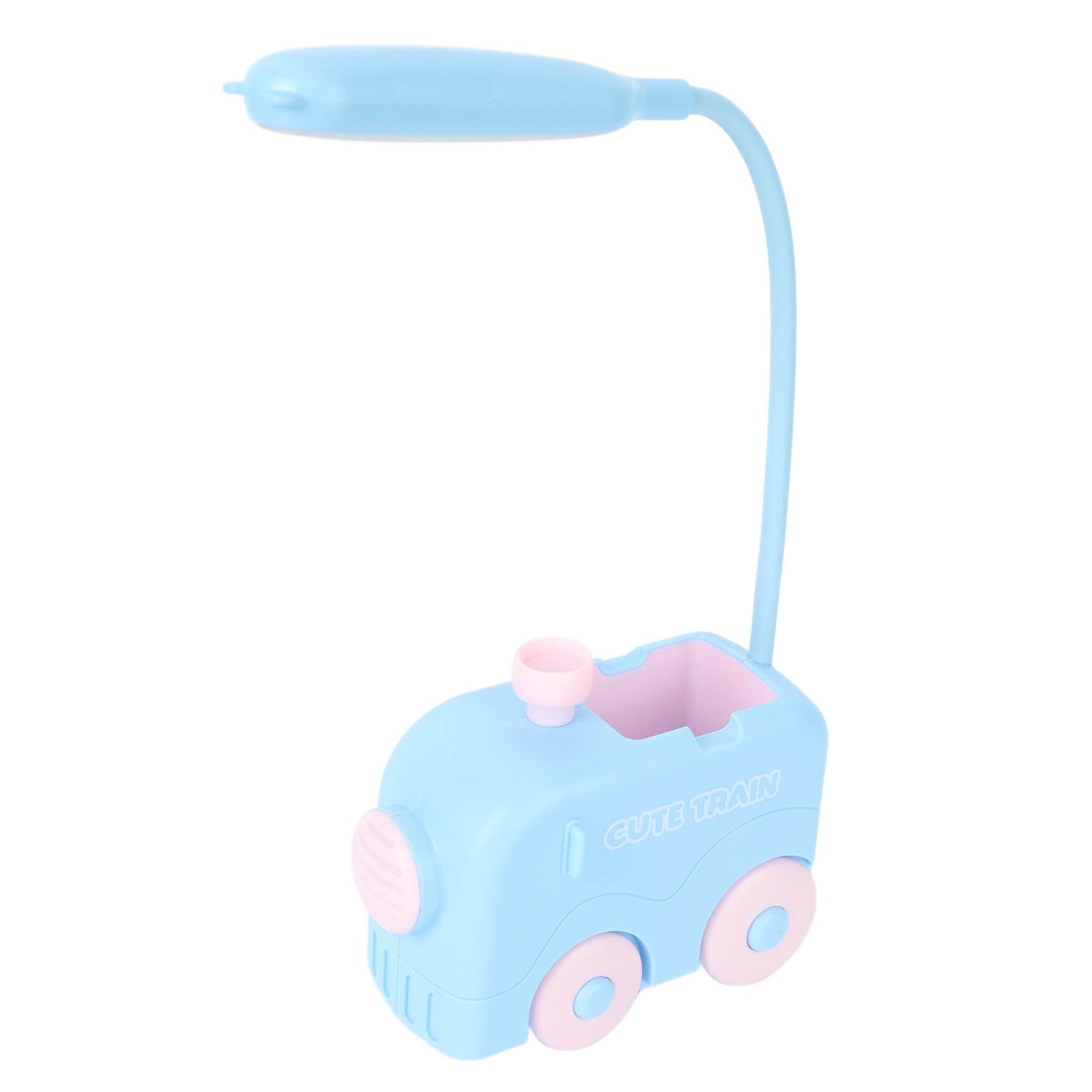 Mini-led-nachttischlampe In Zugform Mit Augenschutz, Zum Lesen Und Lernen, Usb-aufladbar, Stifthalter, Für Kinder, Blau