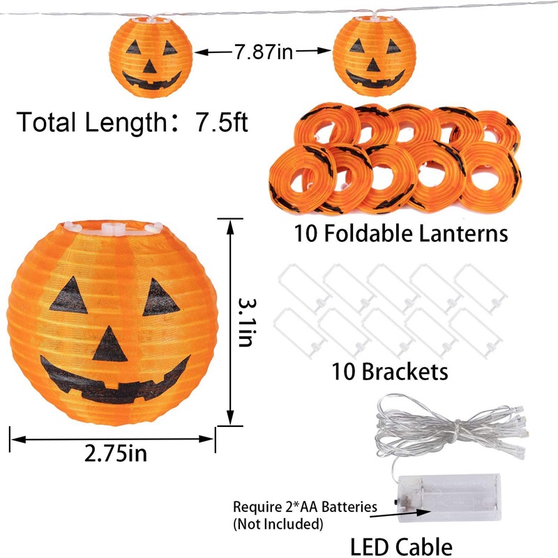 Halloween-kürbis-lichterkette, 20 Leds, Energiesparend, Hohe Helligkeit, Fest- Und Gartendekoration