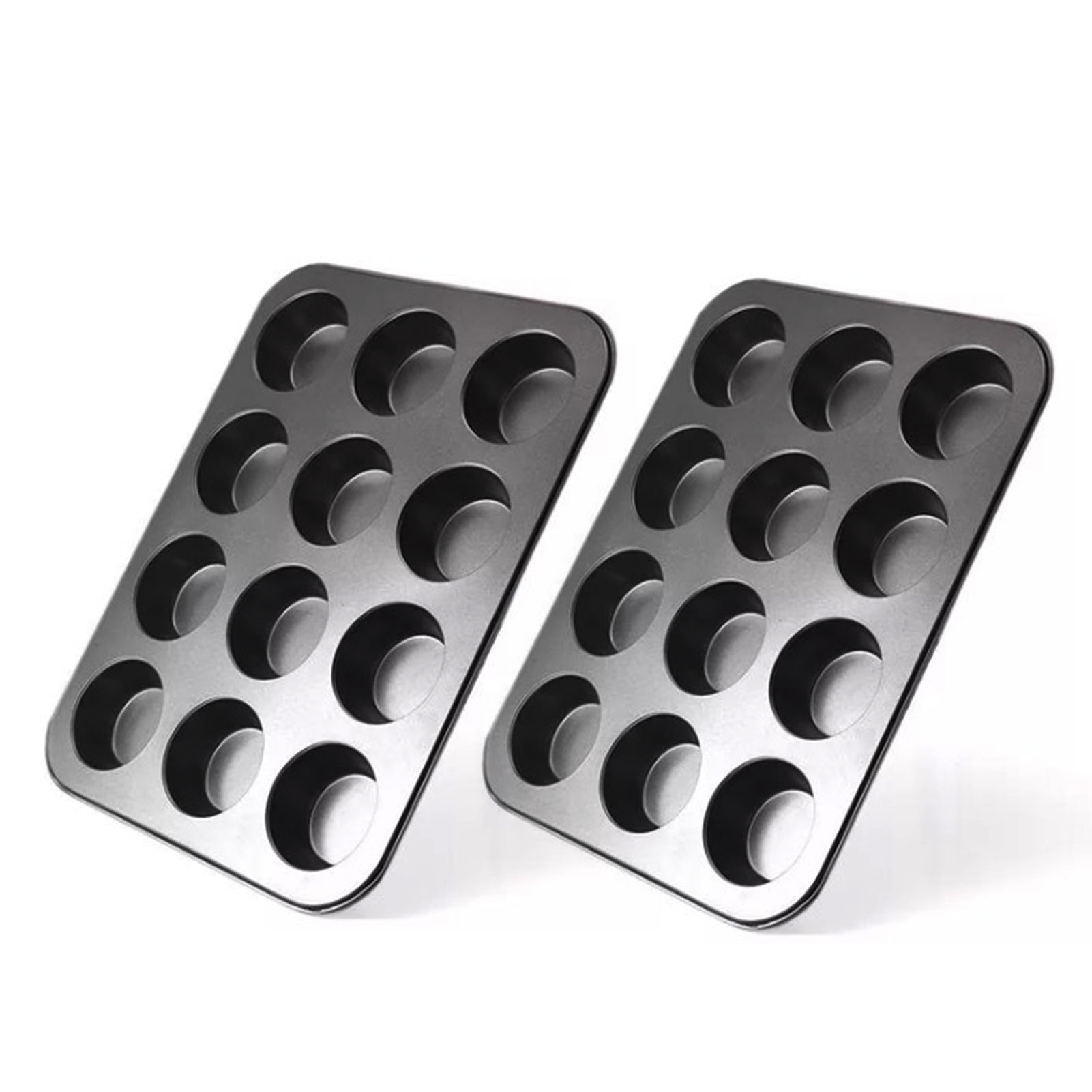 12er-muffinform, 2er-set, Ptfe-beschichteter Kohlenstoffstahl, Antihaftbeschichtet, Leicht Zu Lösen, Schnell Zu Reinigen, Grau, Für Die Küche