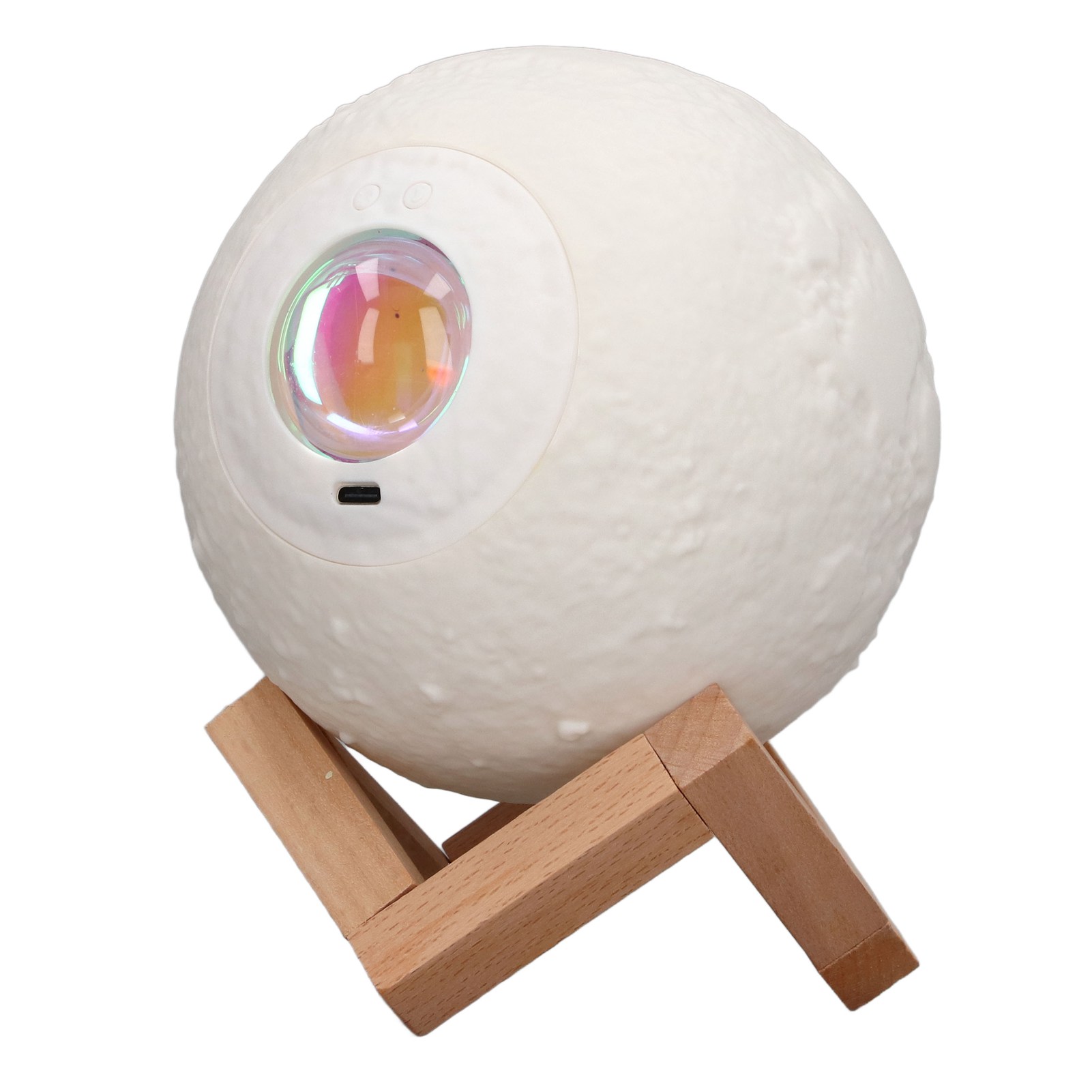 Wiederaufladbare Usb-mondlampe, Stufenlos Dimmbares Tri-chrom-licht, Dekorative Lampe Mit Sockel Aus Walnussholz