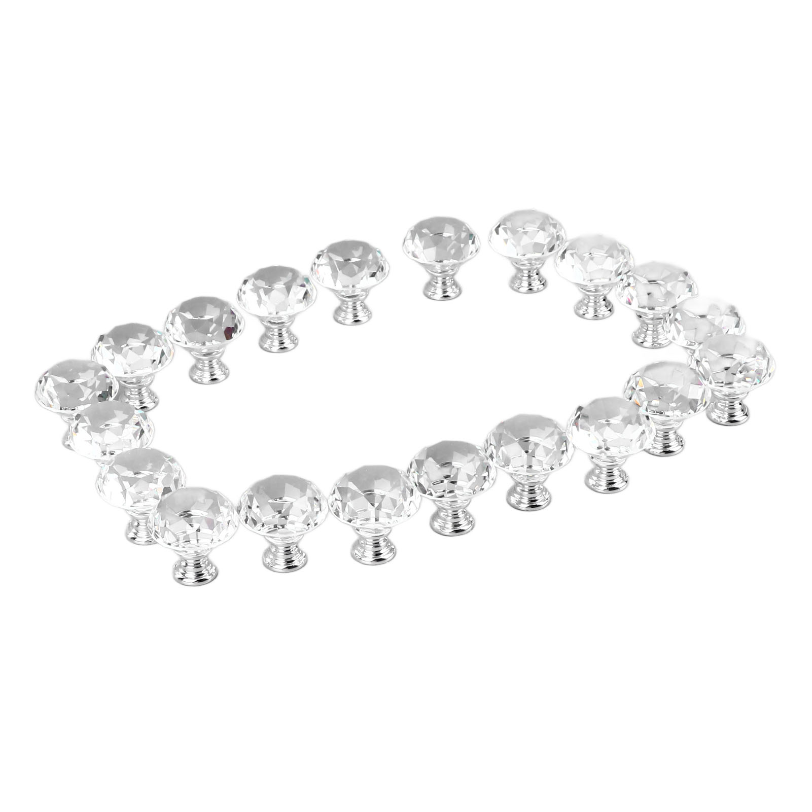 Schubladengriffe Aus Transparentem Kristall, 20er-set, Robustes Aluminium, Runde Knöpfe Für Küchenschränke, Kleiderschränke, Badezimmer, Kommoden Und Schubladen.