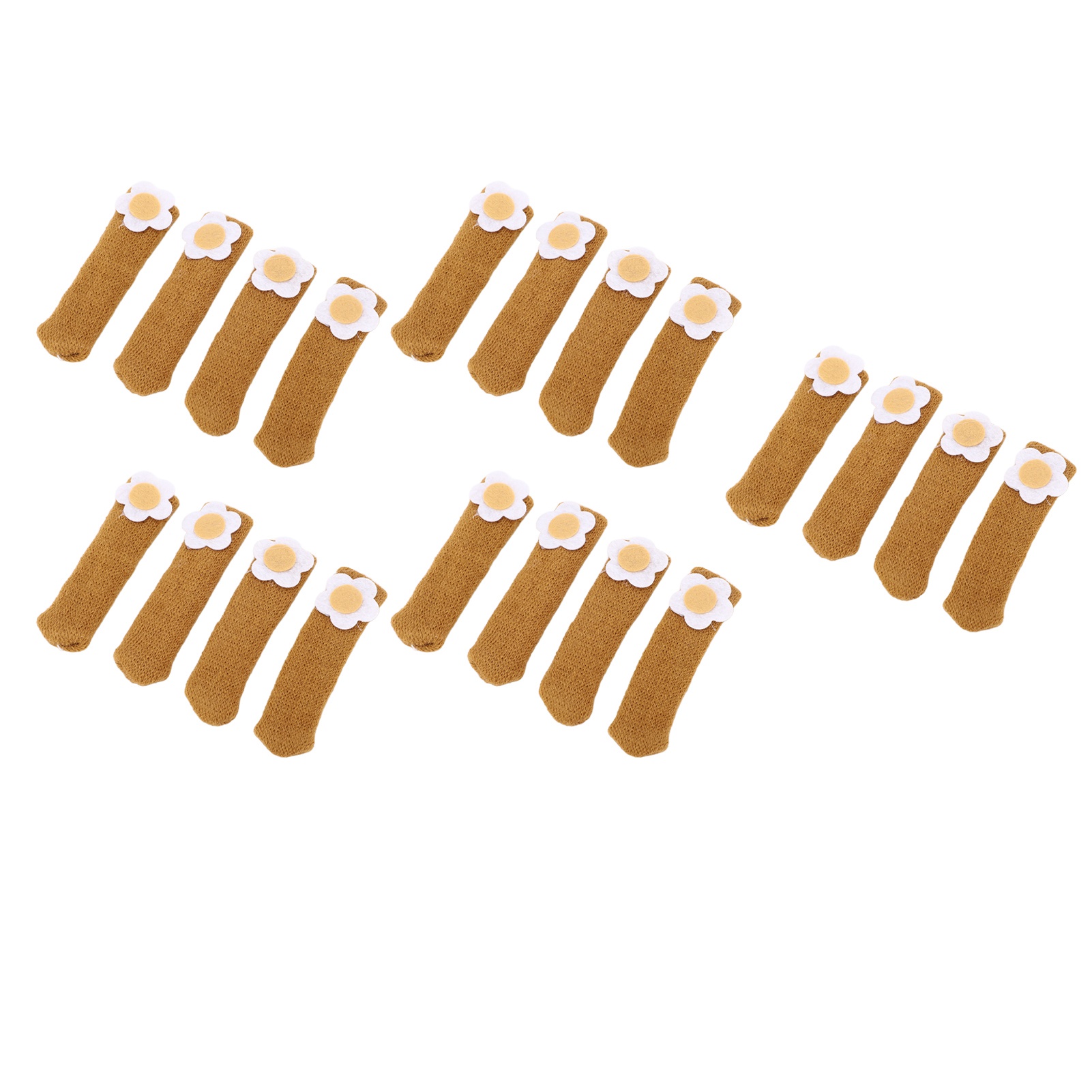 Set Mit 20 Verdickten Stuhlbeinschonern, Elastischen Tischkappen Für Hartböden, Kleine Kamelfarbene Blüten