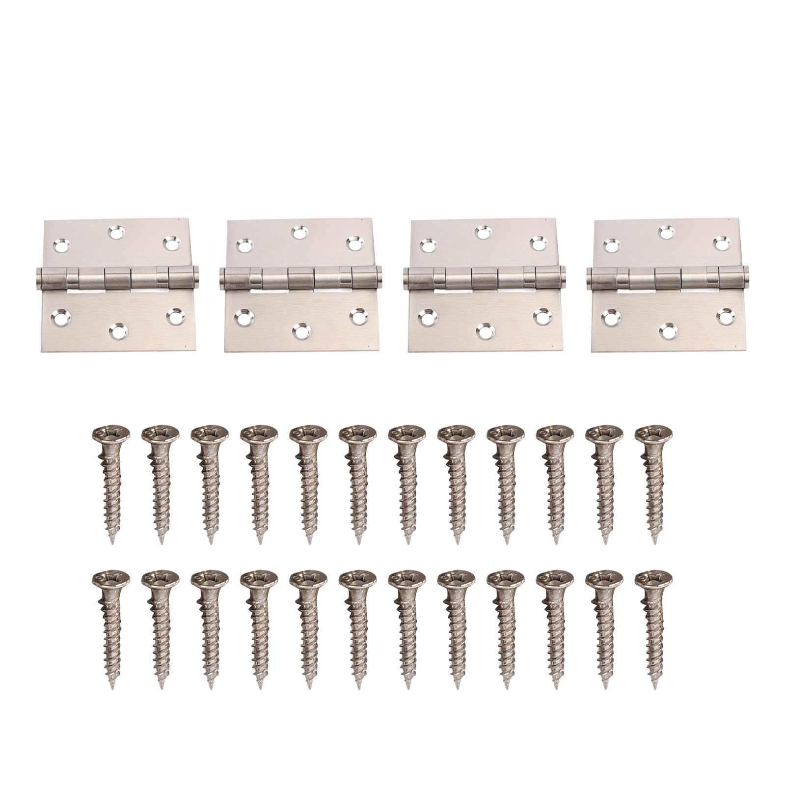 4-teiliges Türscharnier-set Aus Edelstahl, Robustes Edelstahl-kugellagerscharnier, Vierkant-ecken, Mit 24 Schrauben, Für Holztüren In Hotelzimmern.