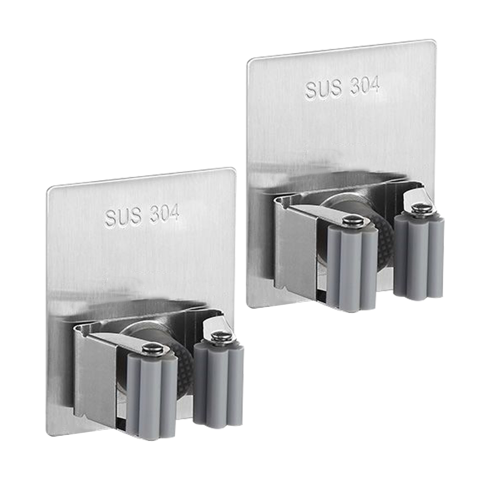 Set Mit 2 Wandaufbewahrungsclips Aus Edelstahl, Kein Bohren Erforderlich, Für Besen Und Mopp, Klebebefestigung, Ideal Für Küche, Bad, Garage Und Garten.
