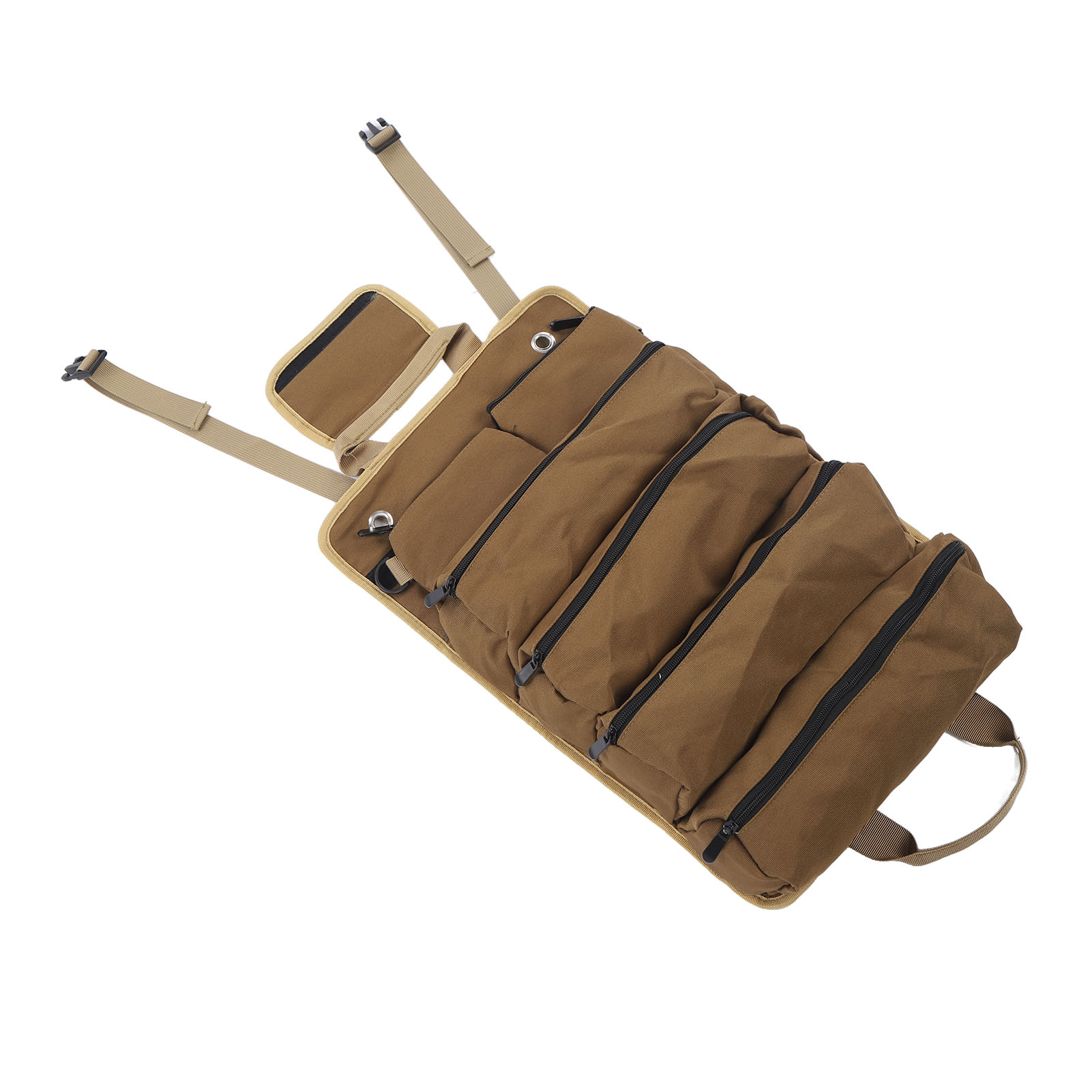 Multifunktionale, Aufrollbare Werkzeugtasche Aus Oxford-canvas, Separate Fächer, Organizer Für Gartenarbeit Und Camping, Khaki