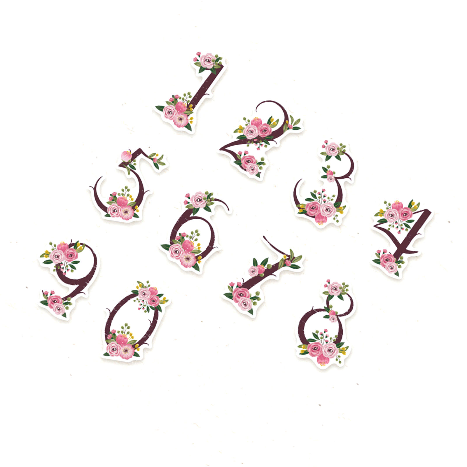 Set Mit 30 Dekorativen Zahlenaufklebern Im Blumendesign, Elegante Und Edle Aufkleber Für Alben, Notizbücher Und Scrapbooking – Blumenmuster, Nummerierte Aufkleber, Typ 1