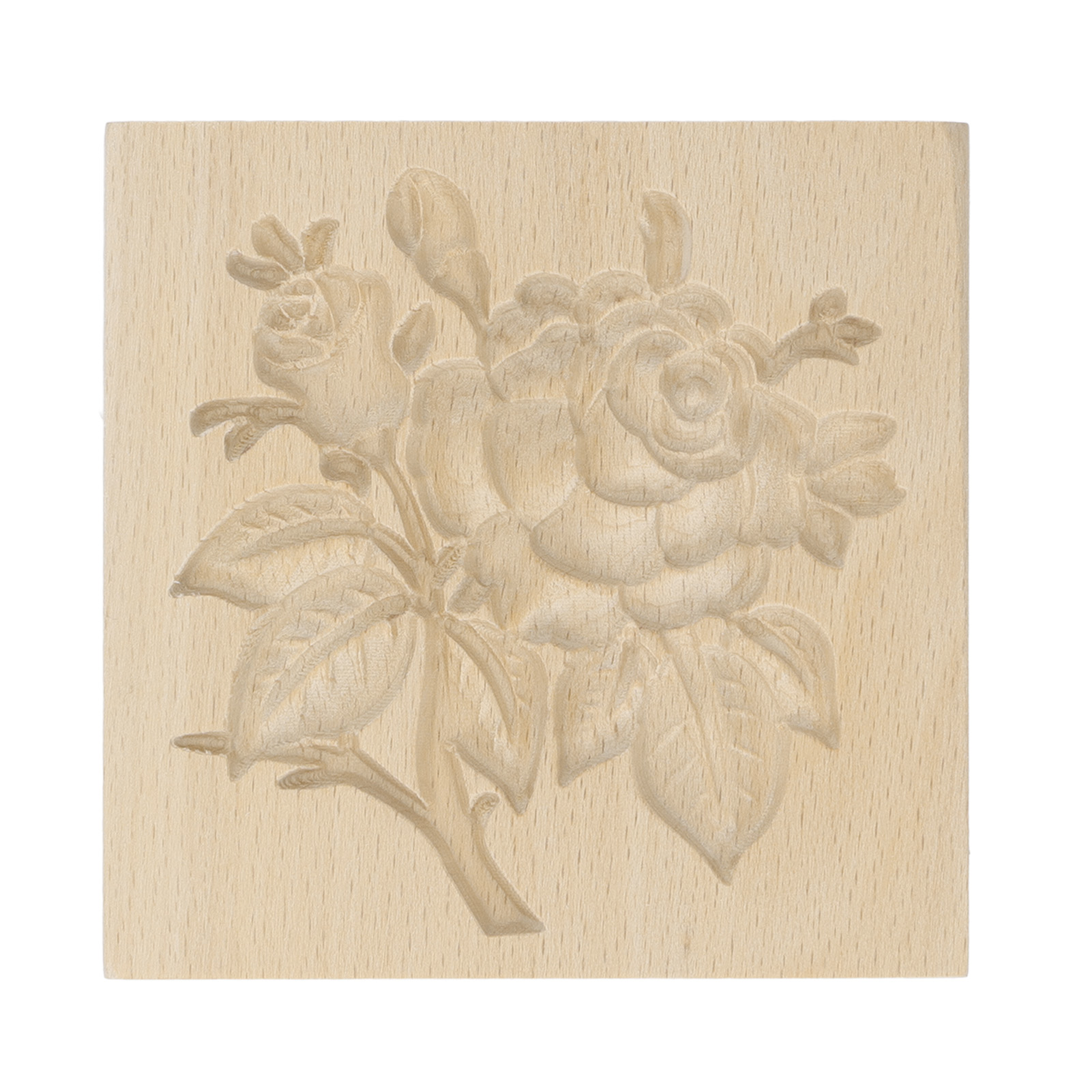 Ausstechform Aus Holz, Graviert, Leicht Zu Lösen, Wiederverwendbar Und Abwaschbar, Rosen- Und Blätterdesign, Zum Backen Und Kochen Zu Hause