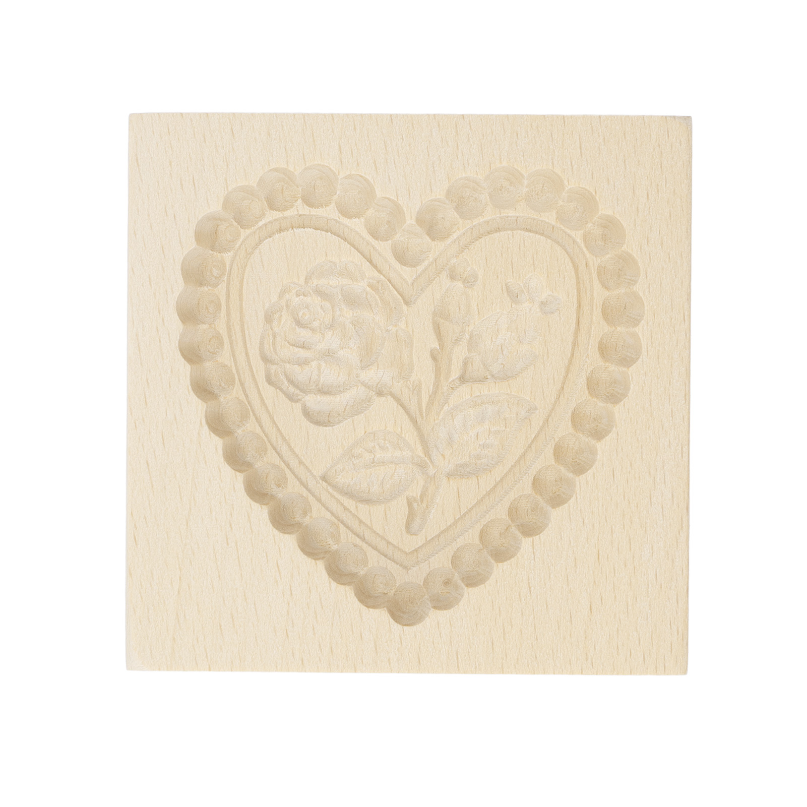 Ausstechform Aus Holz, Geschnitzte Kekspresse, Antihaftbeschichtet, Wiederverwendbar Und Abwaschbar, Herz- Und Rosenmotiv, Zum Backen Und Kochen Von Selbstgemachten Keksen