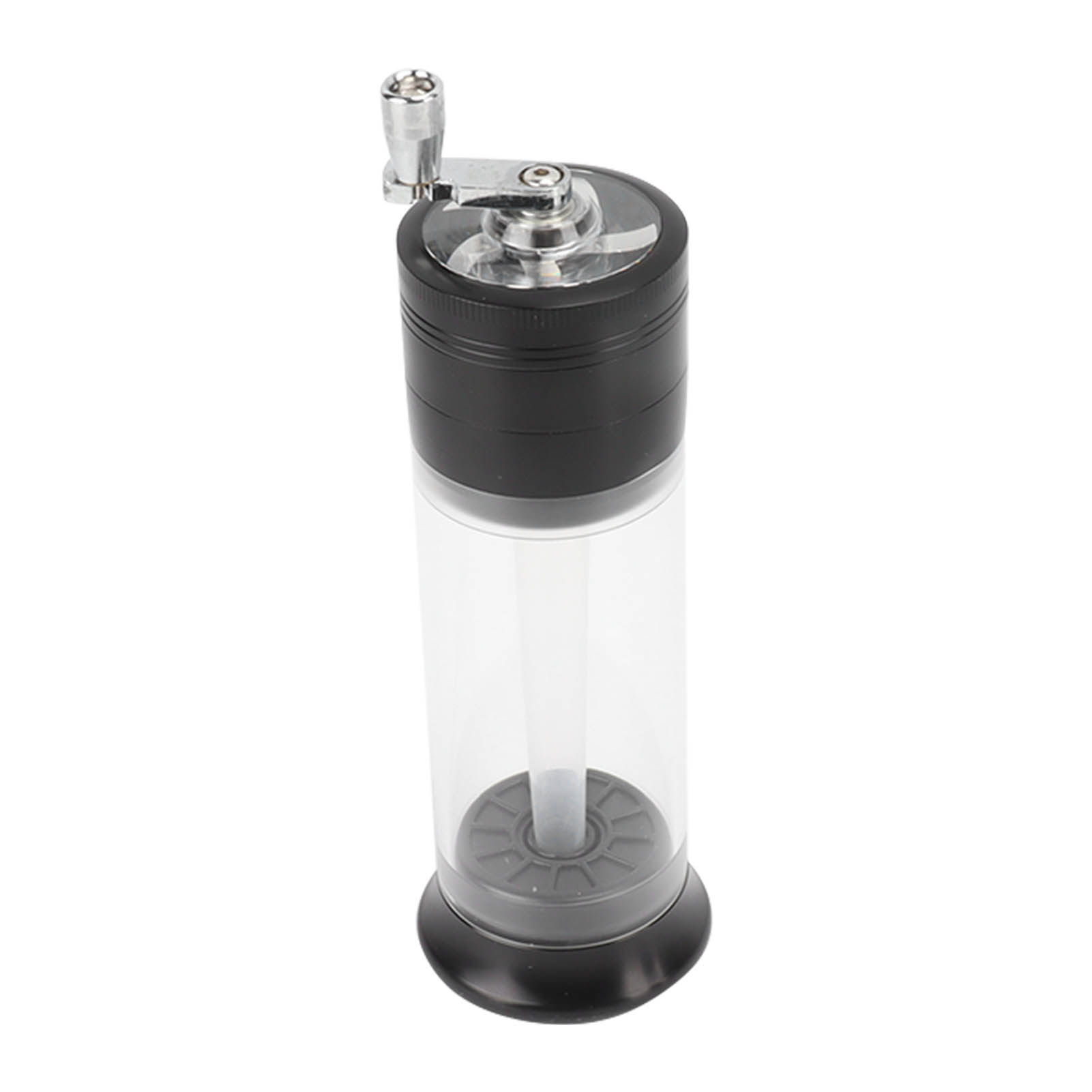 Manuelle Gewürzmühle (50 Mm), 4 Mahlschichten, Transparenter Behälter, Druckknopf, Handmühle Für Zuhause Und Unterwegs, Schwarz