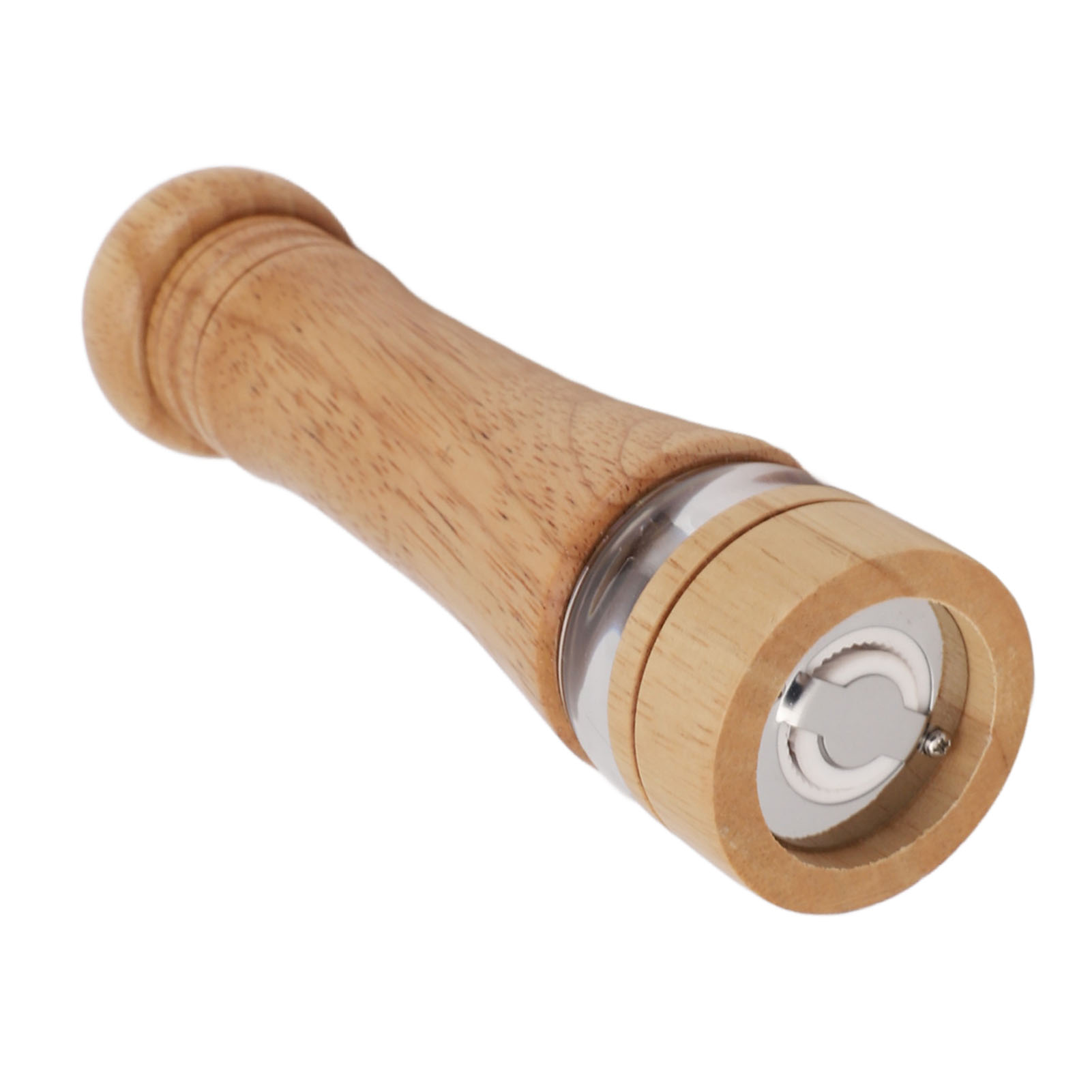 Pfeffermühle Aus Holz Mit Sichtfenster, Einstellbarem Mahlgrad, Einfacher Manueller Bedienung, Für Die Küche, Helle Holzfarbe, 1 Stück