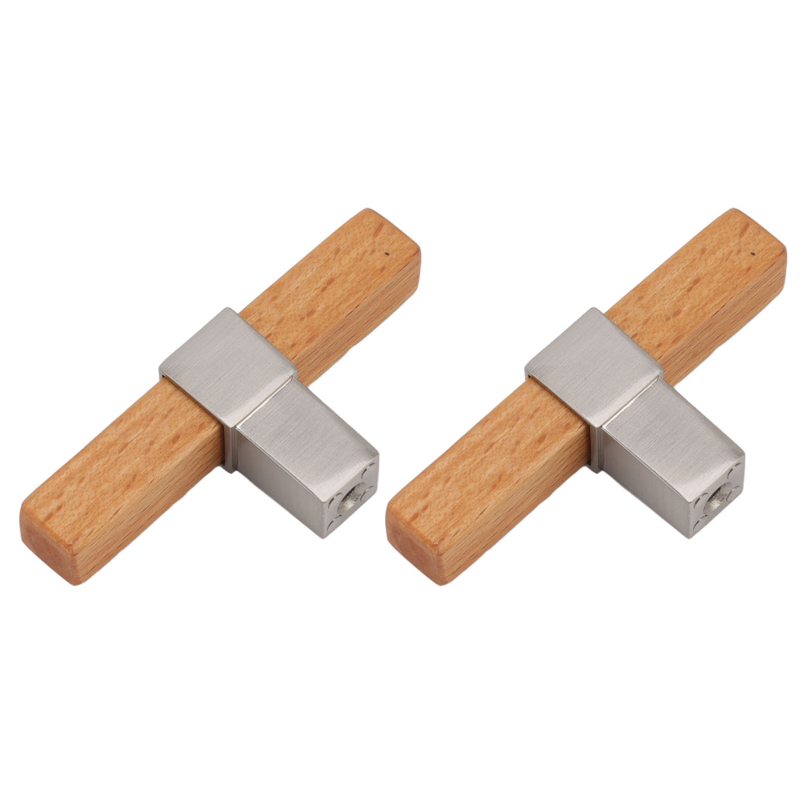Zweiteilige Möbelgriffe Aus Holz, Einlochige Griffknöpfe Für Türen, Küchenschubladen, Schränke Und Regale, Gebürstete Silberoberfläche