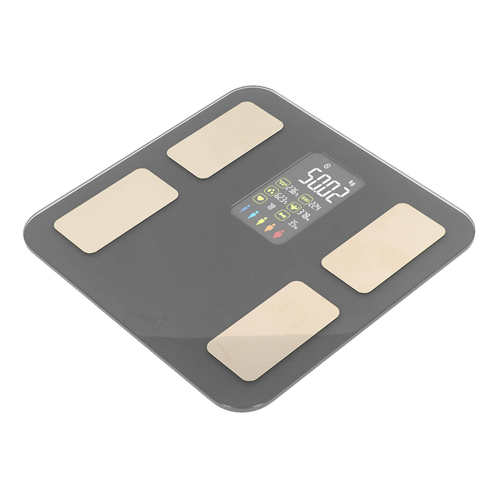 Intelligente, Vernetzte Körperwaage, Farbdisplay, Messgenauigkeit 5–180 Kg, Bluetooth, Usb-ladeanschluss, Bmi-funktion, Graues Modell, 300-mah-akku
