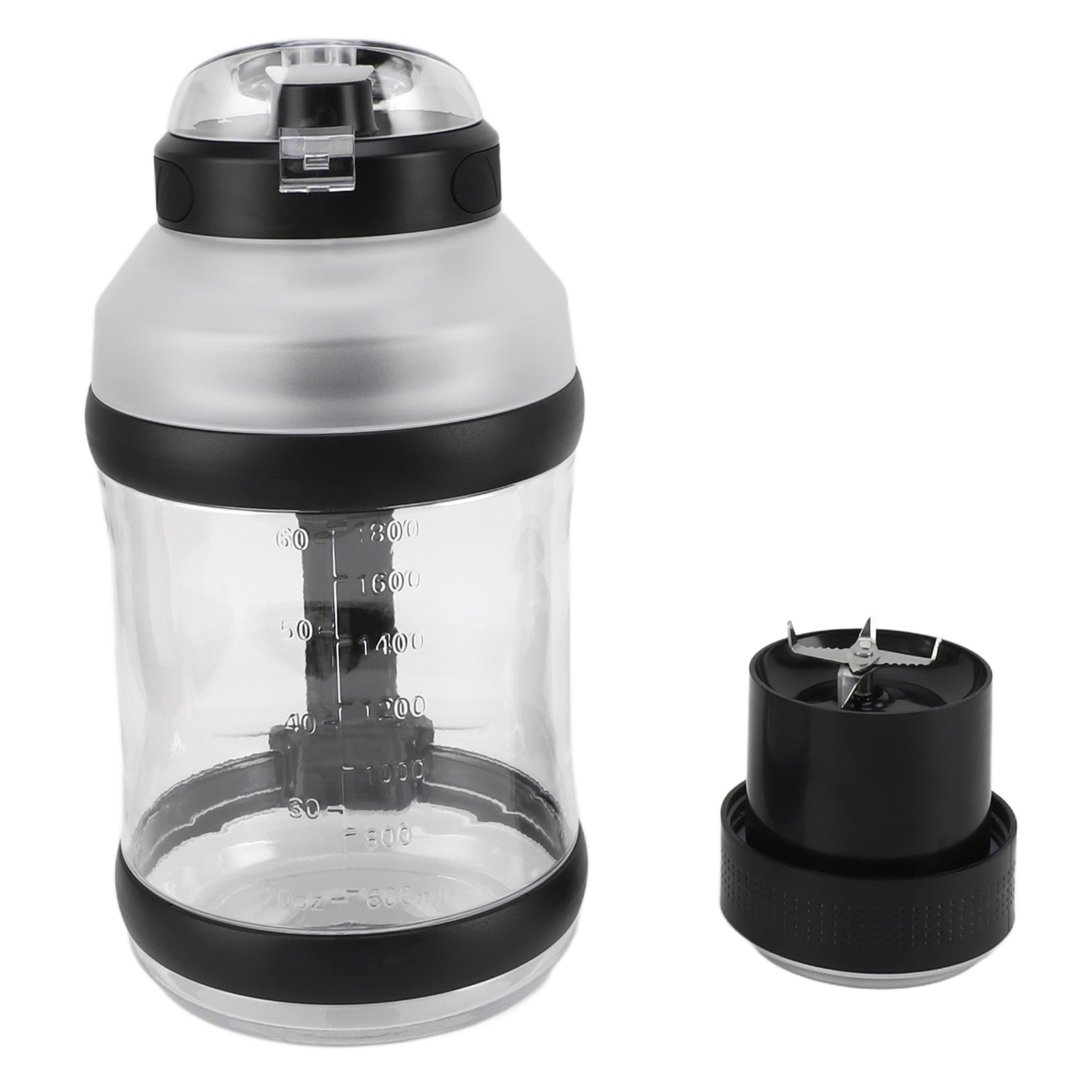 Tragbarer 2-liter-sportmixer Mit 6 Edelstahlklingen, 18000 U/min, 4000 Mah, Usb-c, Schwarzer Reise-entsafter Für Shakes Und Smoothies
