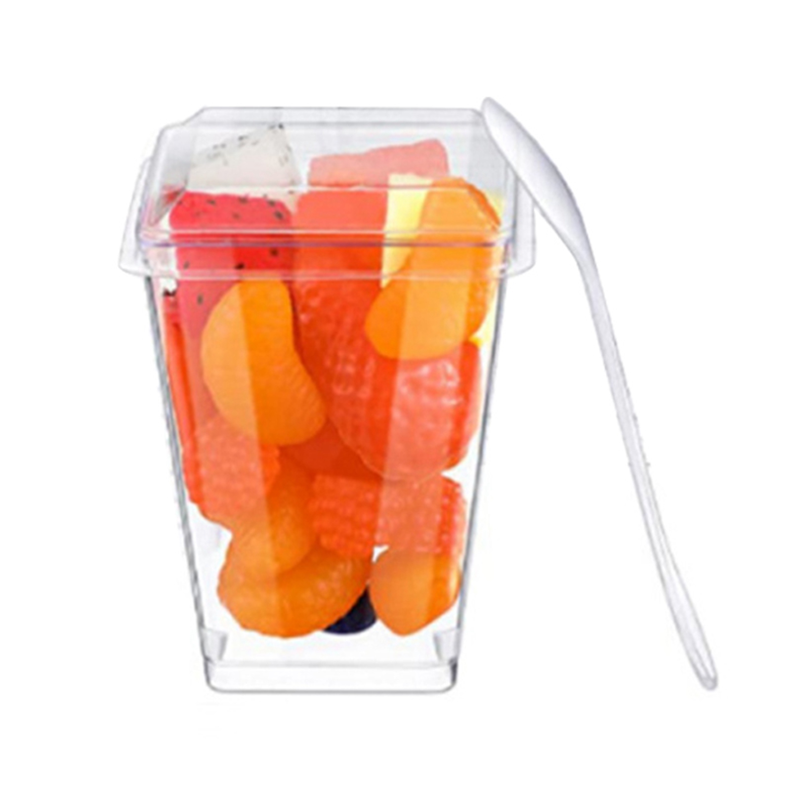 Transparente Dessertschalen Mit Wiederverwendbaren Deckeln, Trapezförmig, Leicht Zu Reinigen, Für Obst, Eiscreme Und Vorspeisen