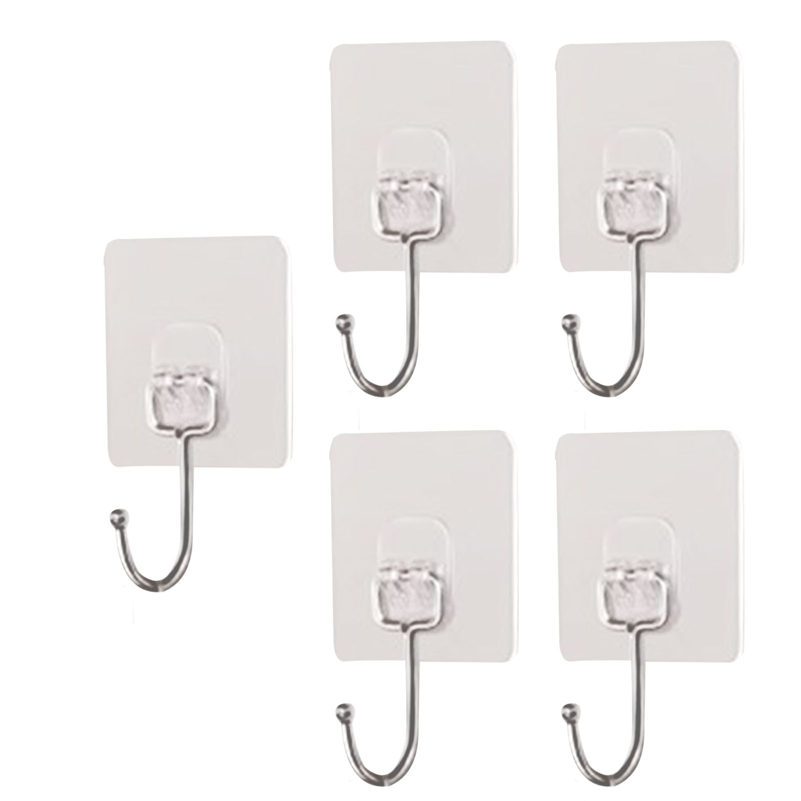 Set Mit 5 Robusten, Selbstklebenden Wandhaken Aus Edelstahl Und Transparentem Abs, Die Keine Rückstände Hinterlassen, Zum Aufhängen Schwerer Lasten, Ideal Für Wohnzimmer, Küche Und Badezimmer