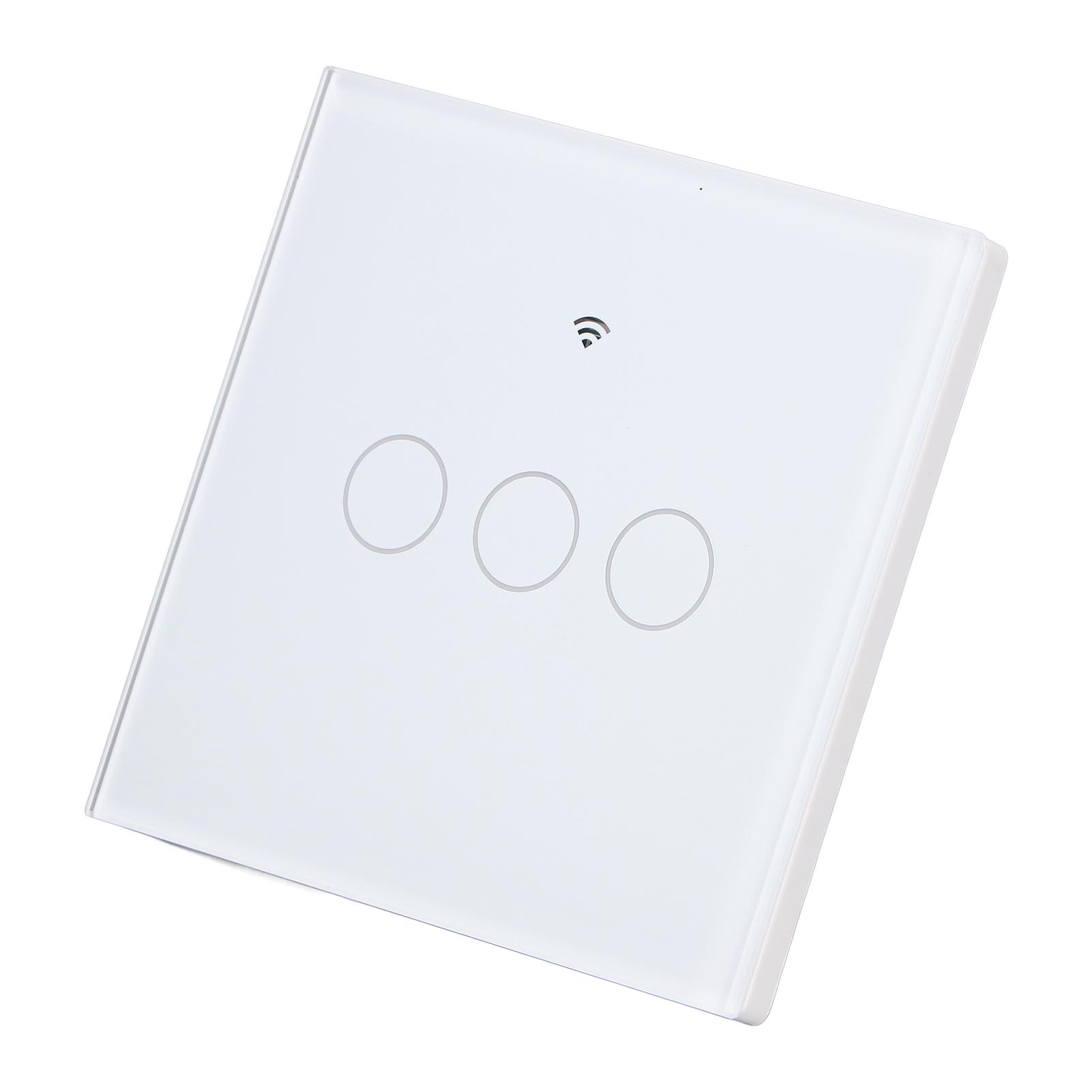 3-tasten-wlan-touch-wandschalter Rf433 (neutralleiterfrei), Sprachsteuerung, Timer, Auslöseschutz, 80–260 V, Beleuchtetes Bedienfeld