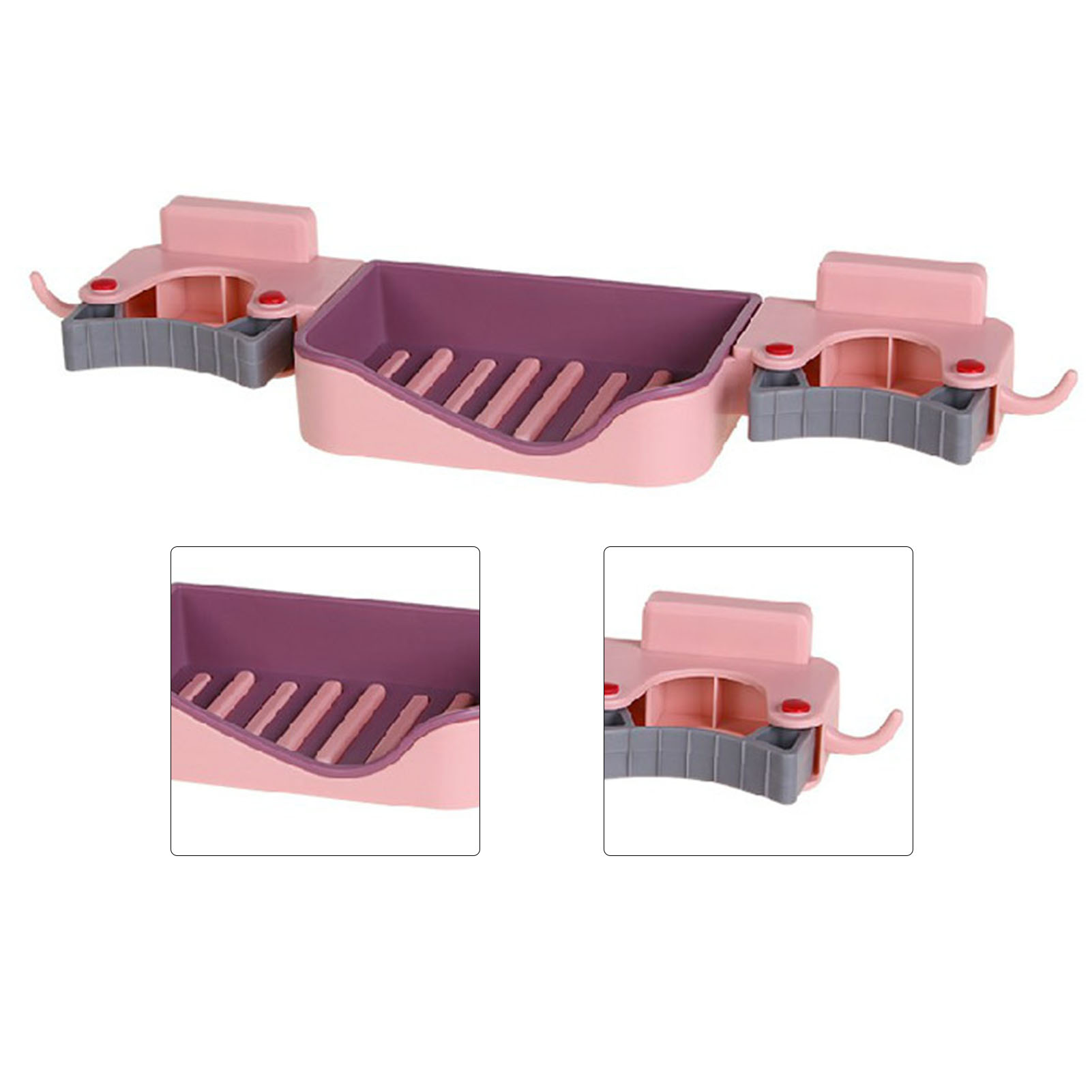 3-in-1 Wandhalterung Für Schwammmopp, Seife, Bürste, Bad Und Küche, Pink, Einheitsgröße