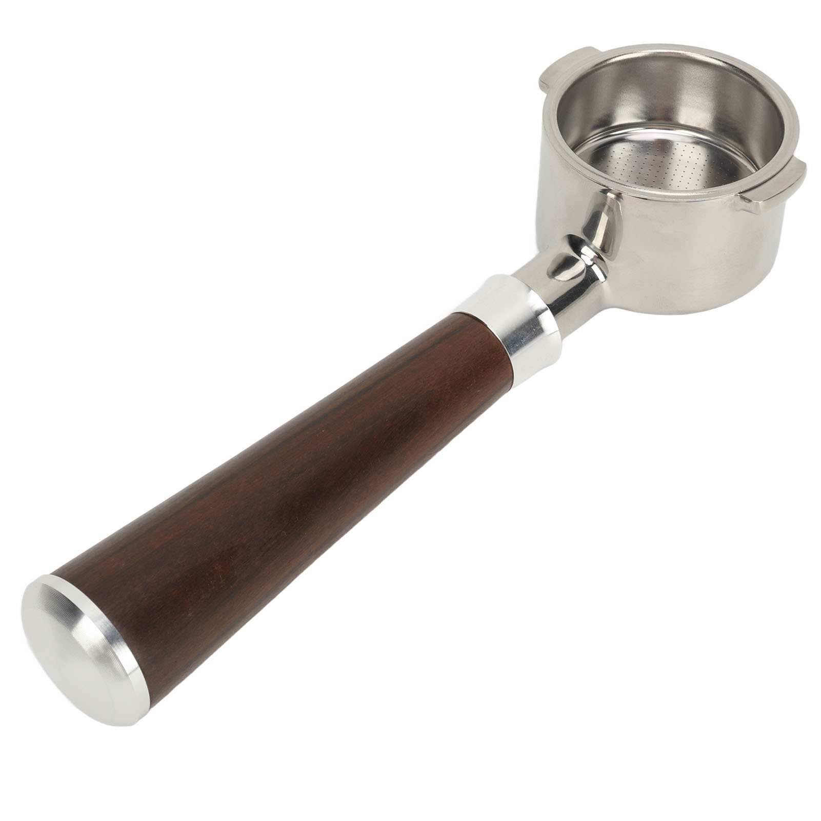 Bodenloser 51-mm-zweiohr-filterhalter Für Delonghi-kaffeemaschinen, Edelstahl Mit Holzgriff, Espressogeeigneter Filter Ohne Deckel