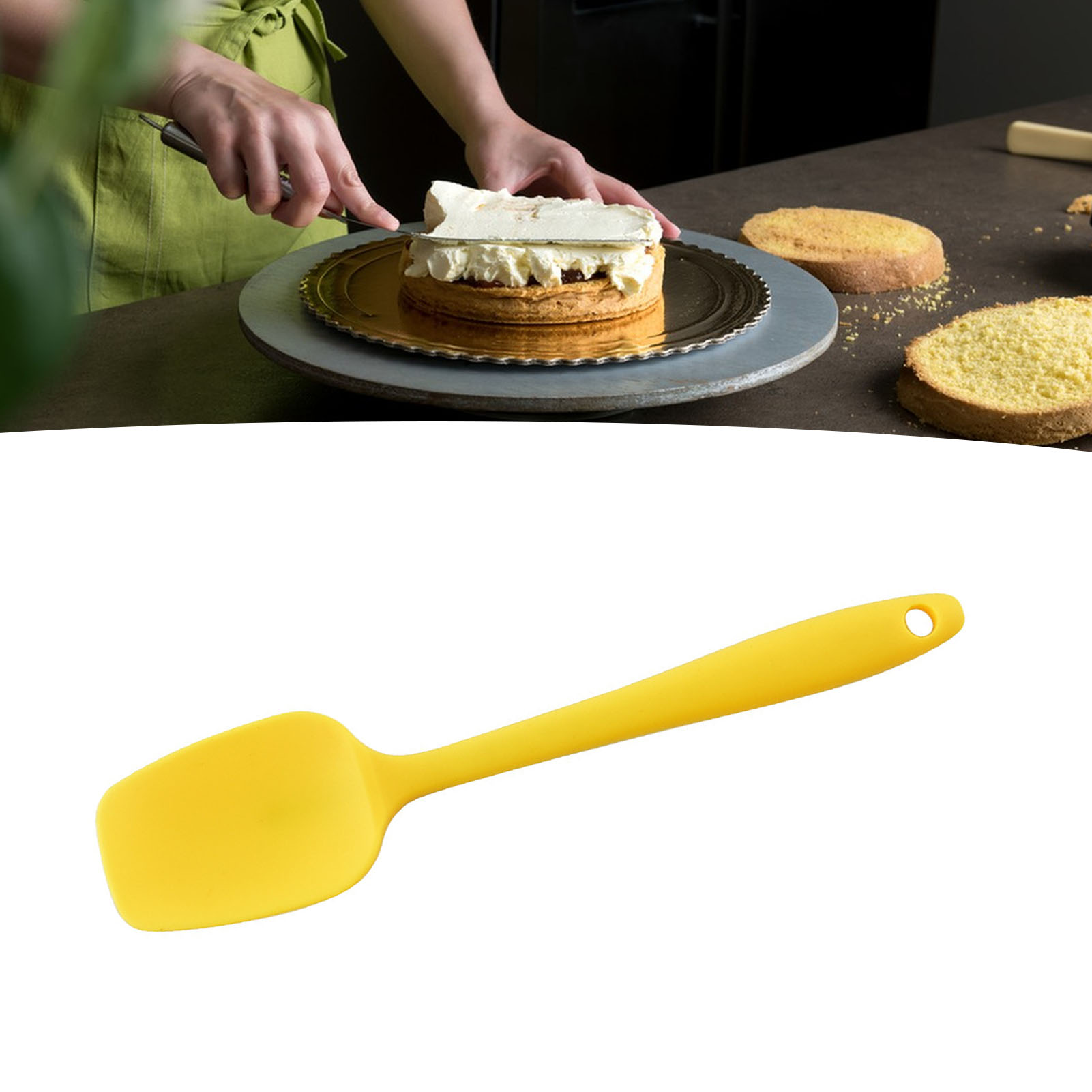 Hitzebeständiger Silikonspatel, T-förmig, Komfortabler Griff, Vielseitiges Küchenutensil Für Den Hausgebrauch, Gelb, Abgewinkelter Schaber